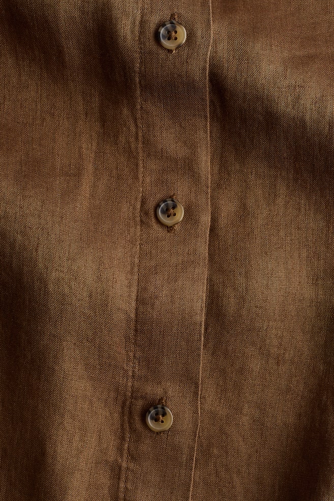 Oversized Linen Shirt-Khaki green - 6