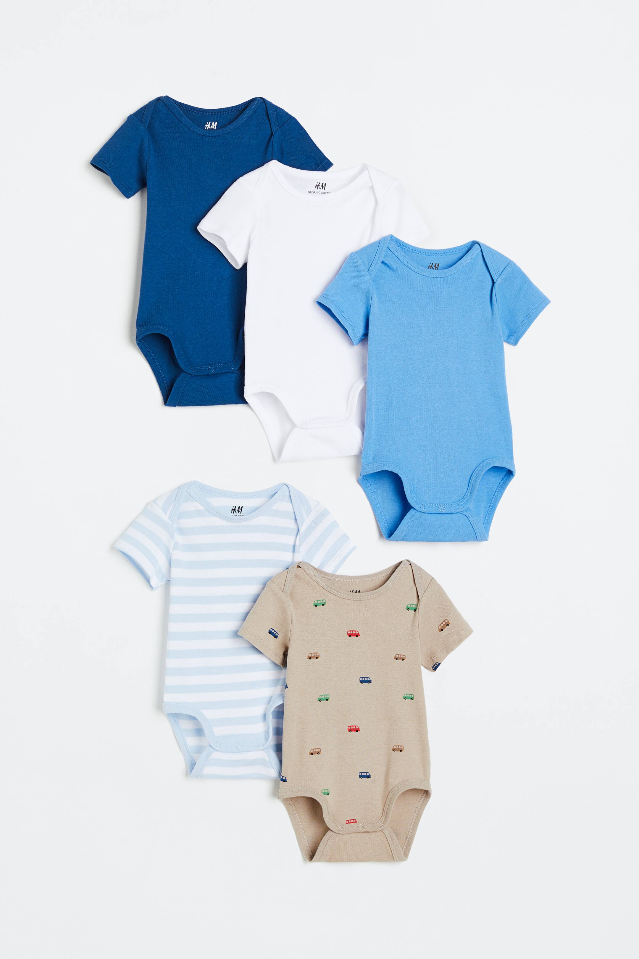 View larger image: 5-pack cotton bodysuits - Beige/Cars - Kids | H&M IN 1