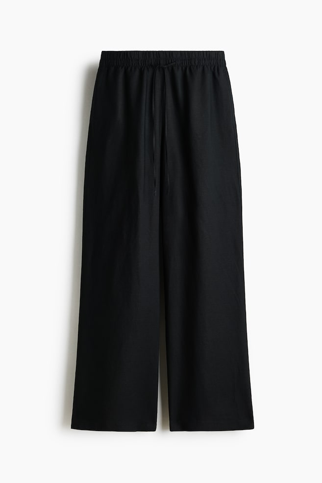 Linen-Blend Pants - Black/Light beige/Dark brown/White/Light turquoise/White/light blue striped/Light beige/Cream/striped/Dark khaki green - 1