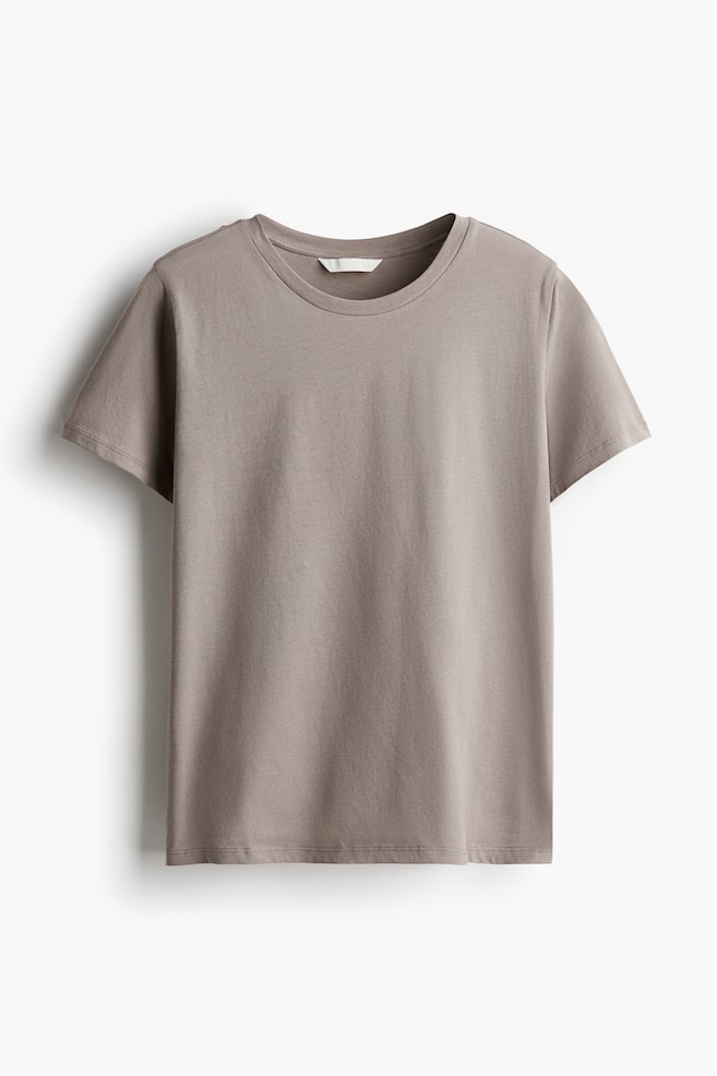 Camiseta de algodón - Beige grisáceo/Negro - 1