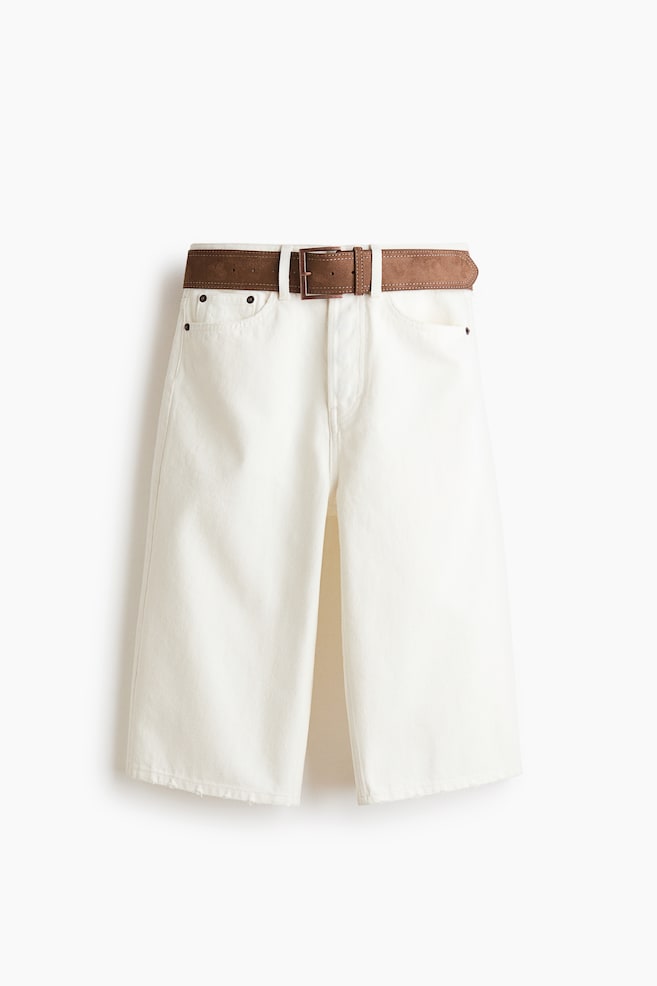 Denim-Bermudashorts mit Gürtel - Cremefarben/Denimblau - 1
