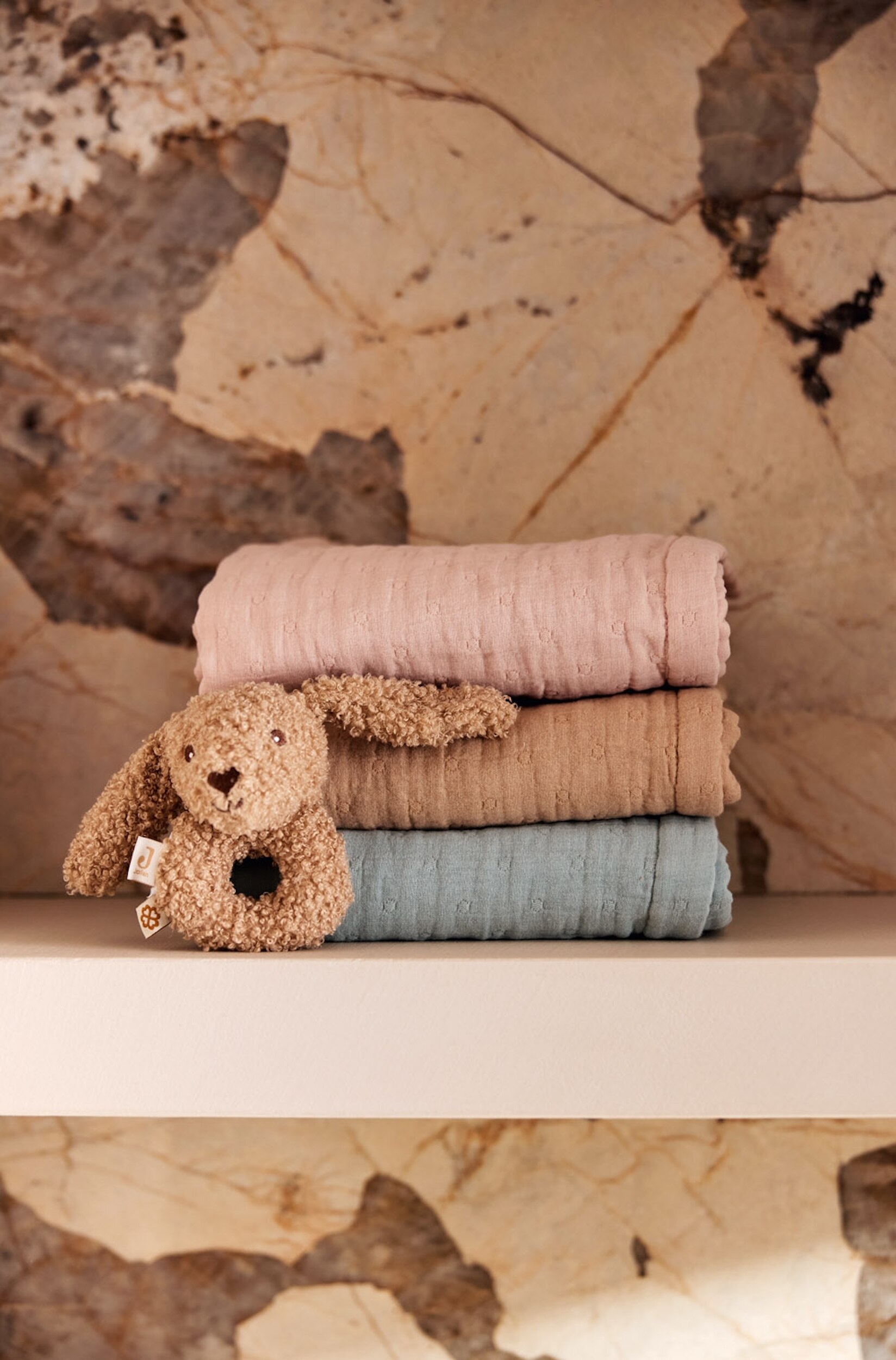 Blanket 75x100 - Jacquard Gots - Jacquard/wild Rose/Jacquard/biscuit/Jacquard/sea Green