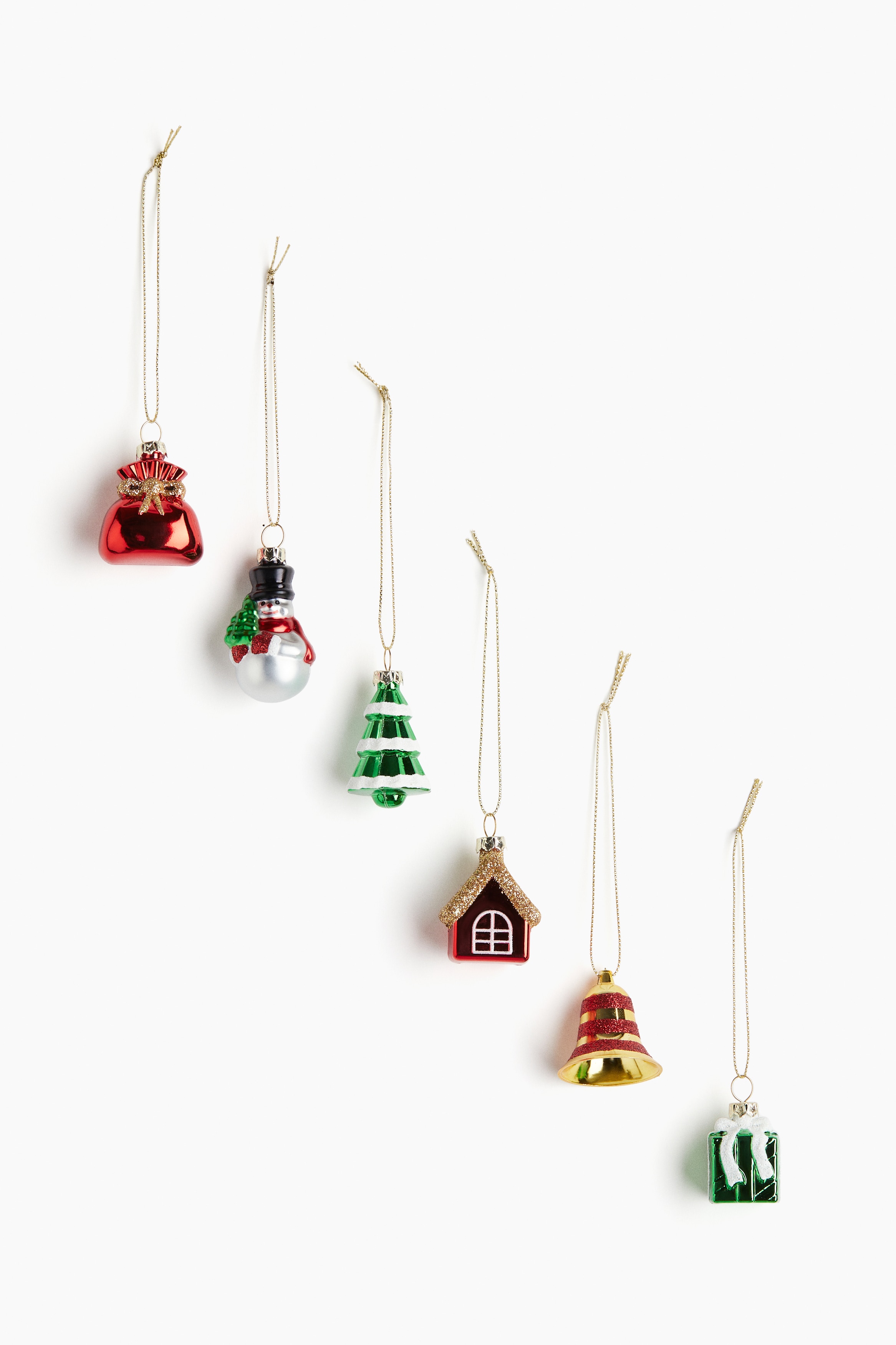 Lot de 6 décorations de Noël - Rouge/vert/Doré/Argenté