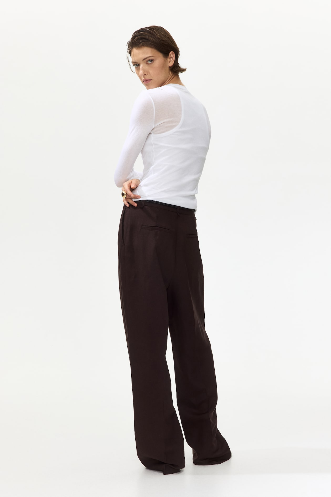Linen-Blend Pants with Belt - image 2