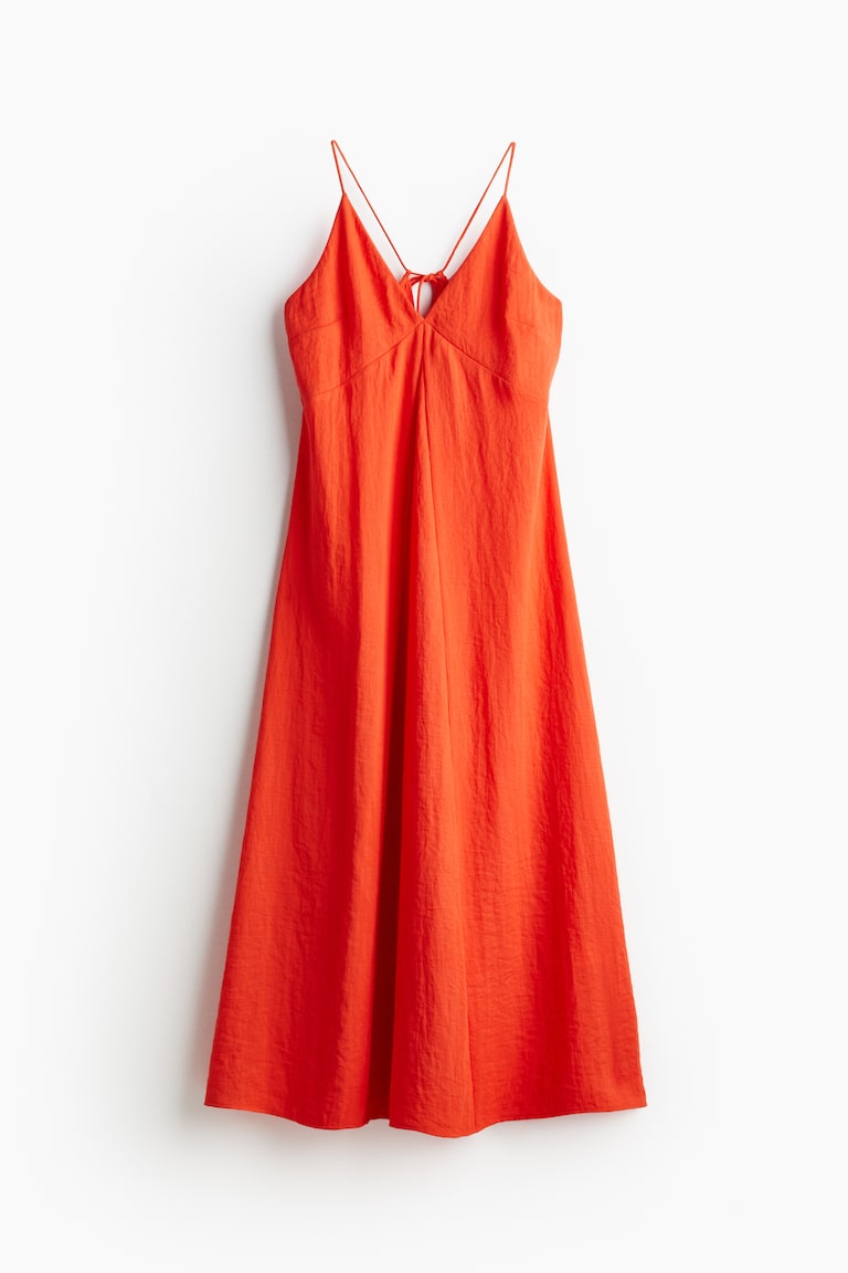 open lace back dress Orange Lace Long Sleeve Midi Dress – FARM Rio main image 0