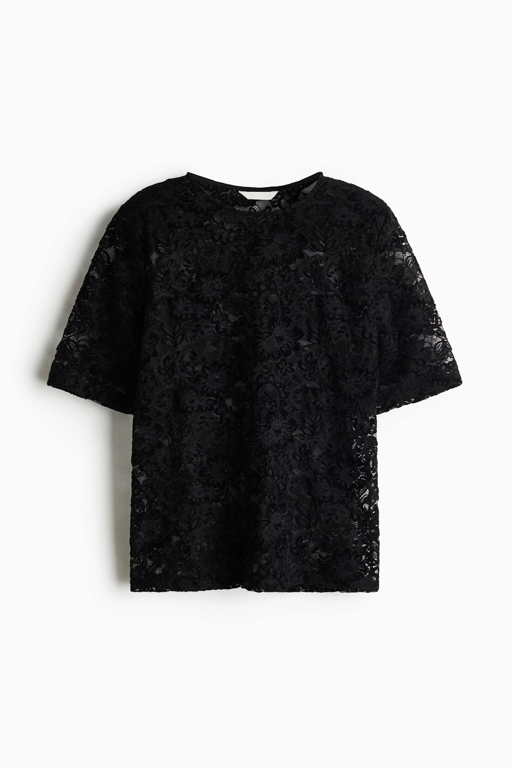 View larger image: Shoulder-pad lace top - Black - Ladies | H&M 1