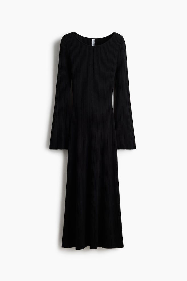 Vestido en punto de canalé - Negro - 1