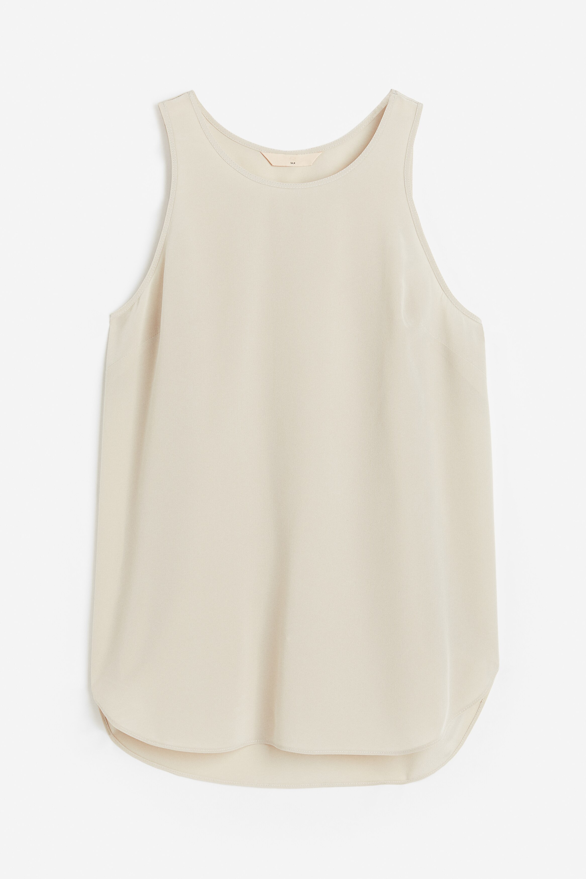 Silk crêpe top - Light beige - Ladies | H\u0026M GB