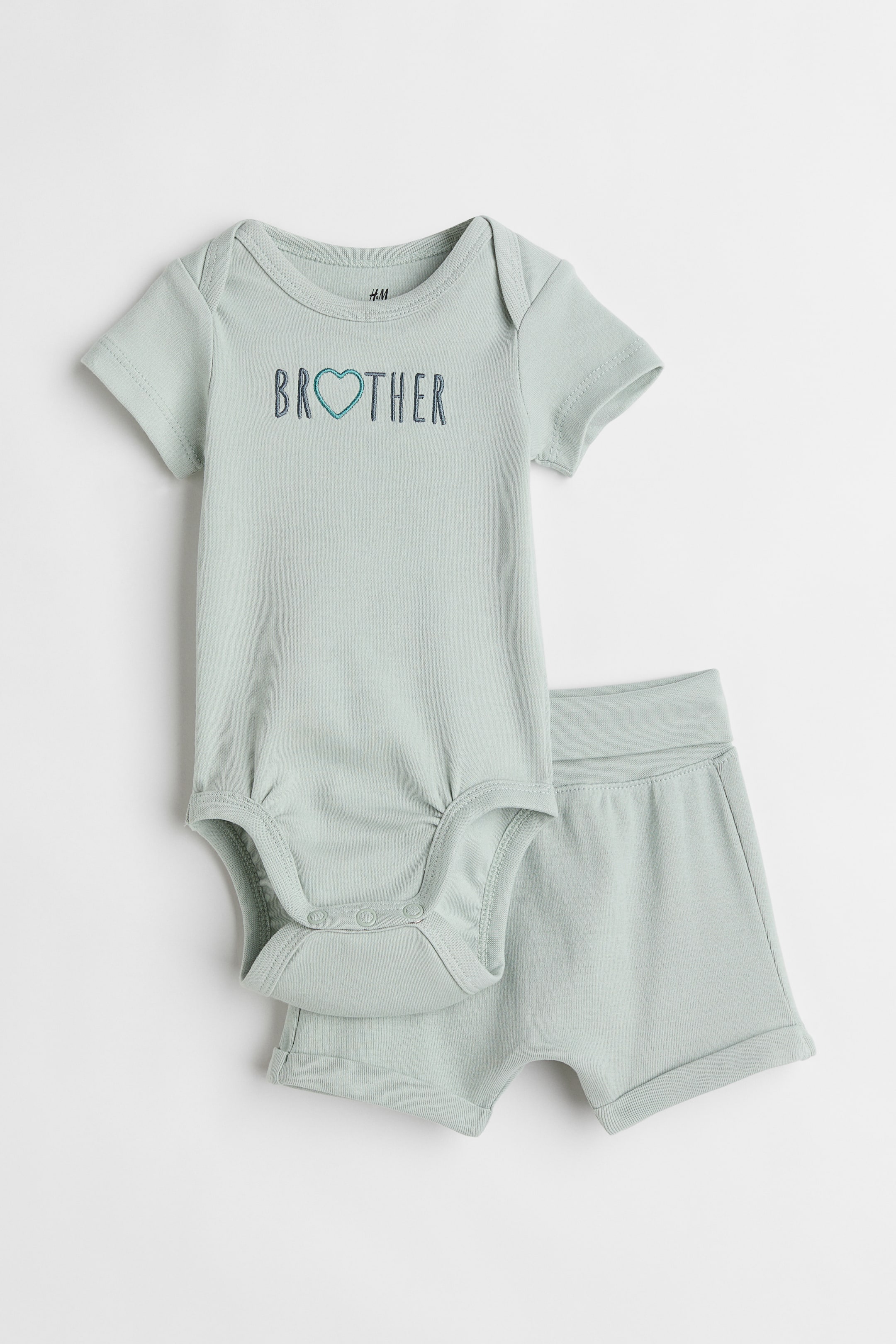 Grotere afbeelding bekijken: 2-delige broertjes/zusjesset - Licht grijsgroen/Brother - KINDEREN | H&M BE 1