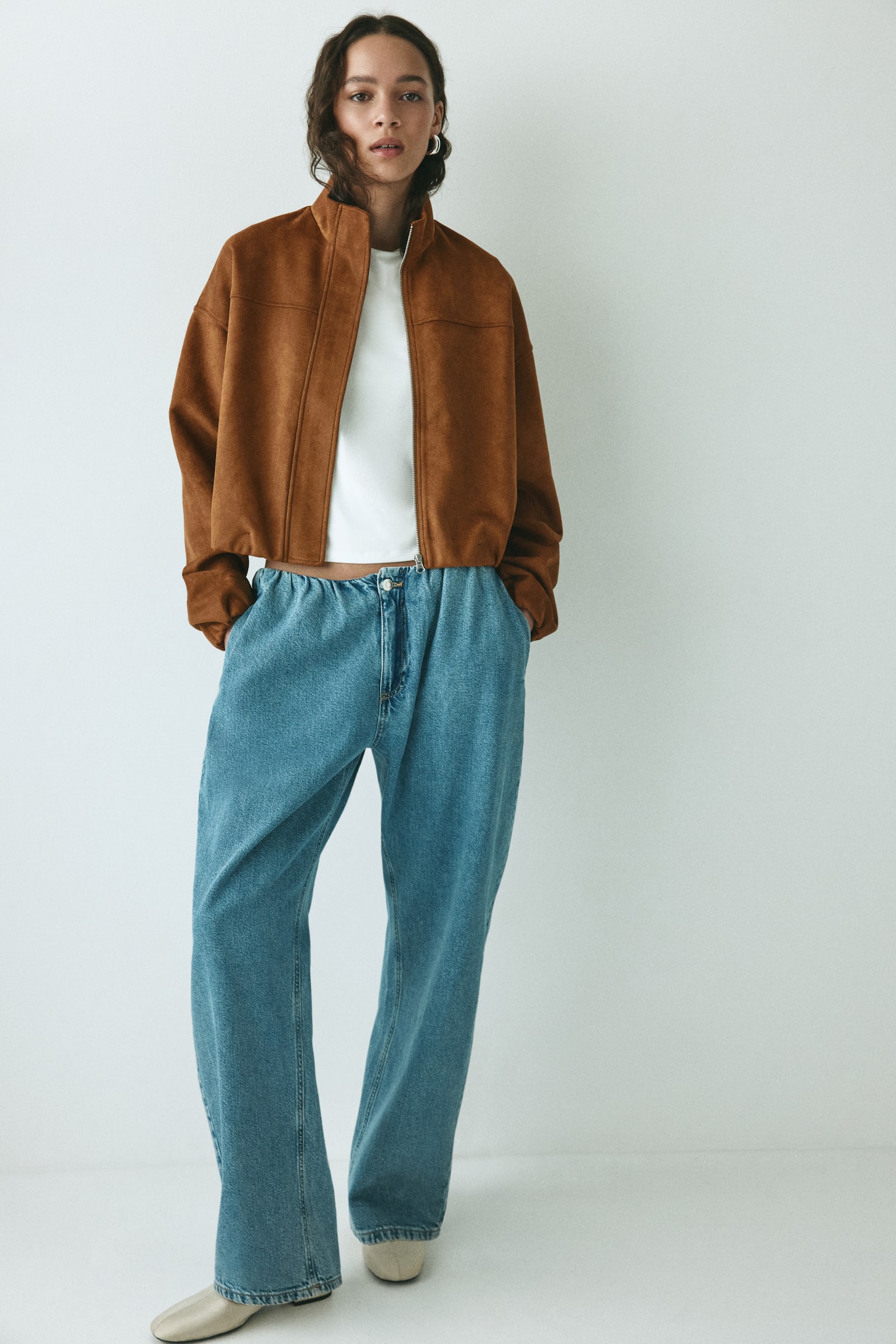 Oversized jacket - Light brown/Light dusty turquoise - 3