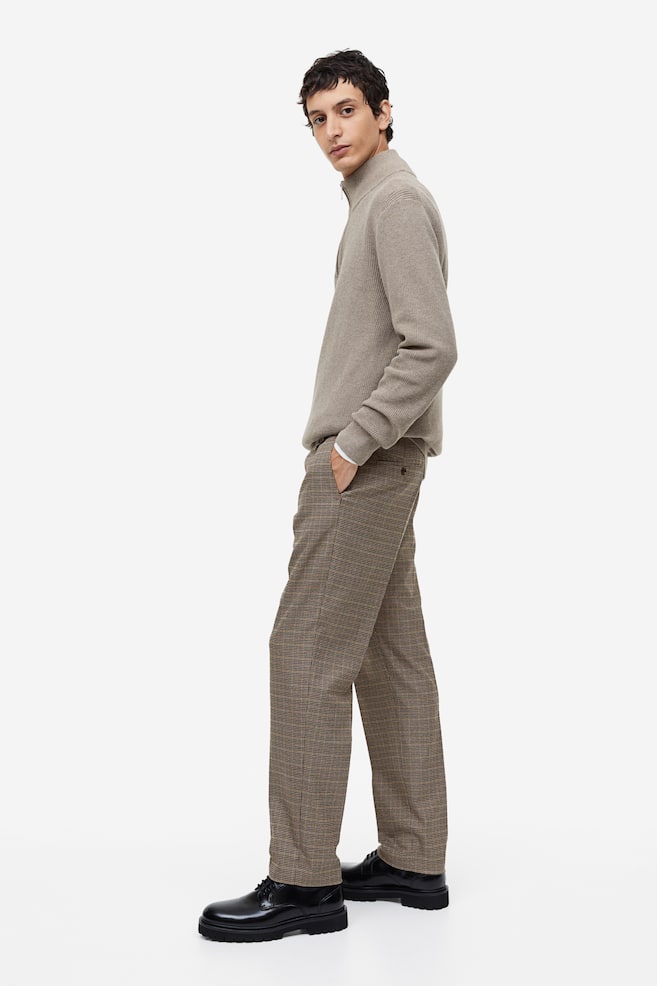 Pantaloni Regular Fit - Beige scuro/quadri/Grigio scuro/quadri - 3