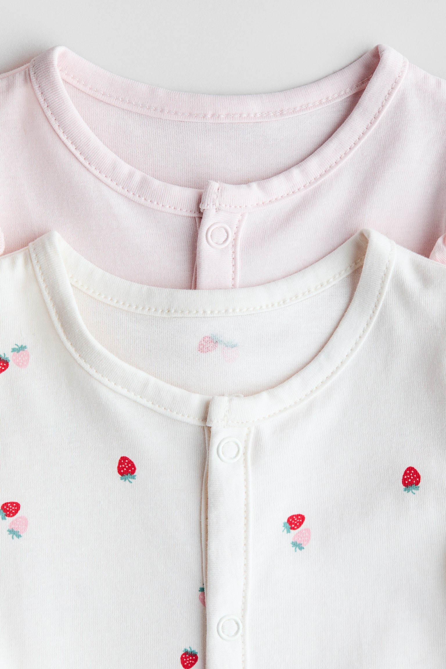 2-pack cotton sleepsuits - Light pink/Strawberries/Light turquoise/Elephants - 2