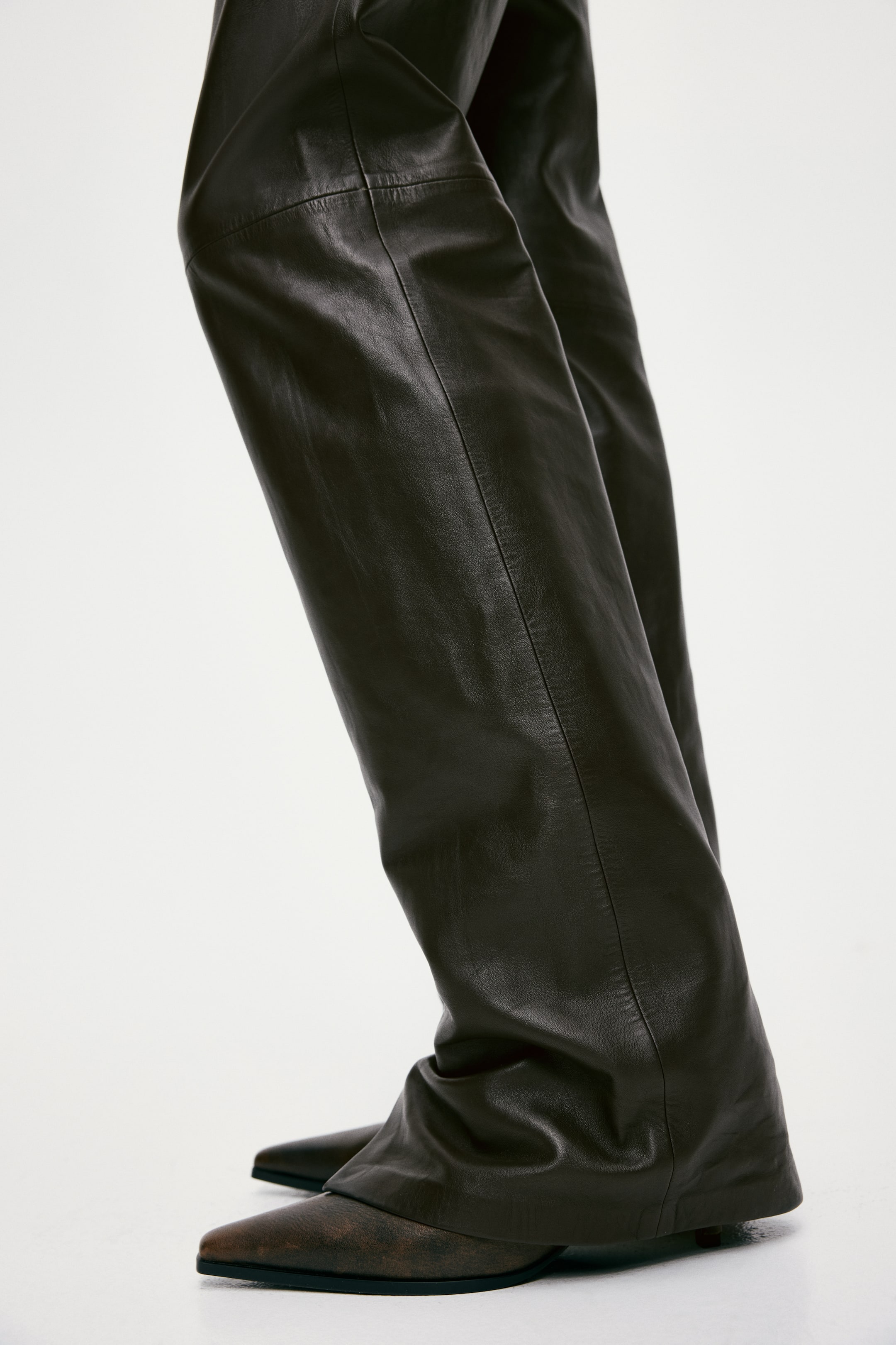 View larger image: Leather trousers - Dark brown - Ladies | H&M 4
