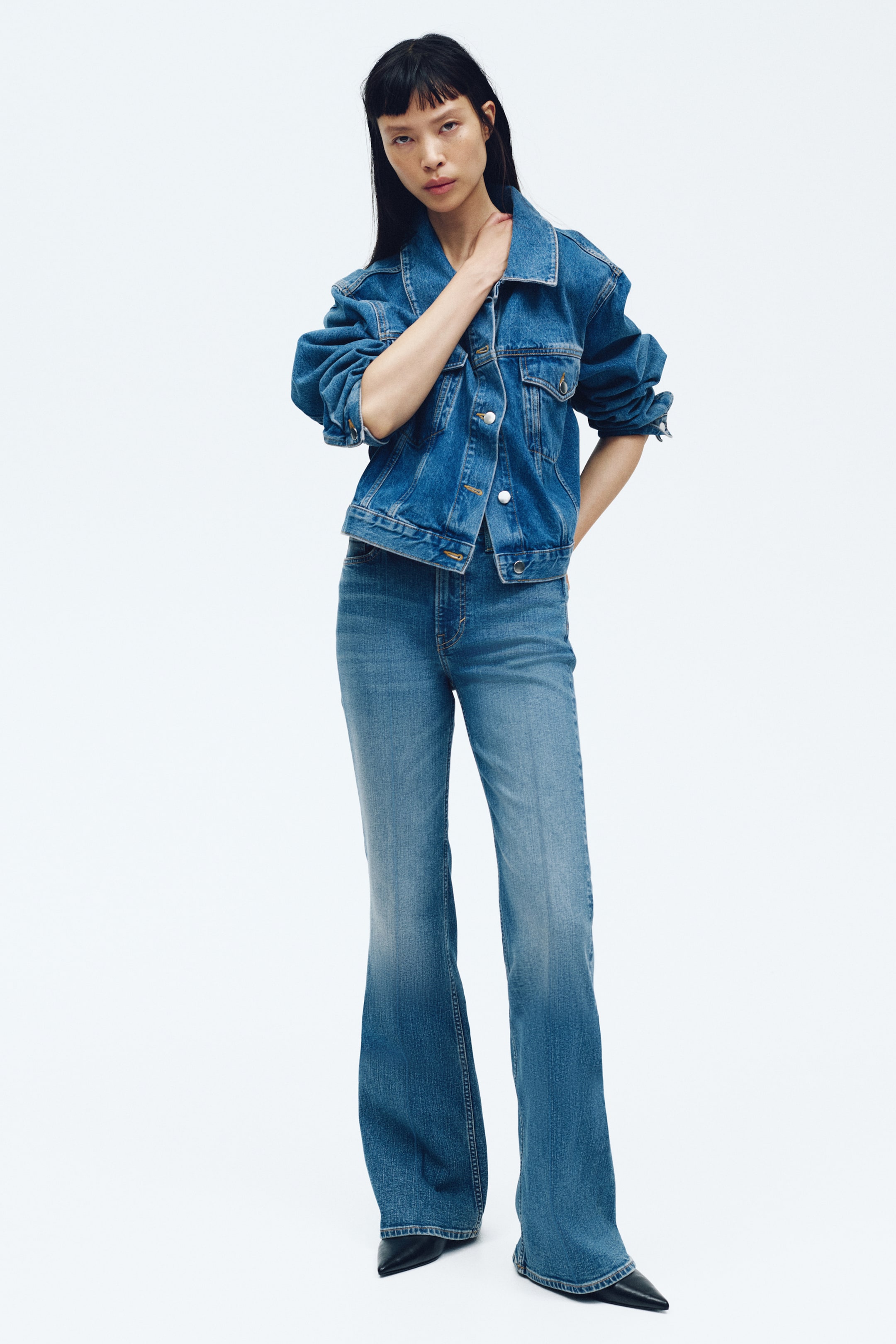 Voir une image plus grande: Jean évasé taille haute - Bleu denim - FEMME | H&M CA 2
