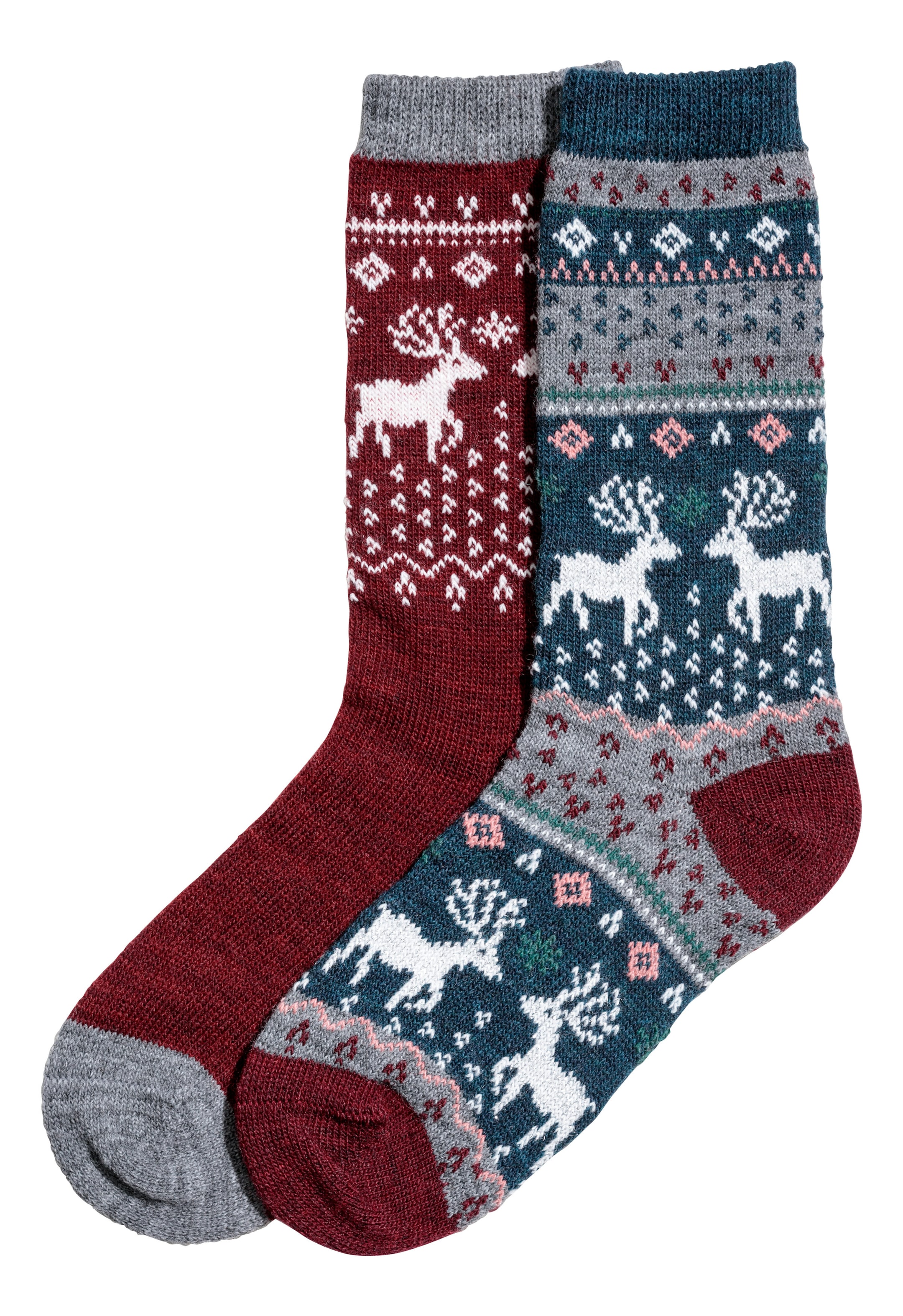 Visa större bild: 2-pack sockor - Gråblå/Mönstrad - DAM | H&M SE 1