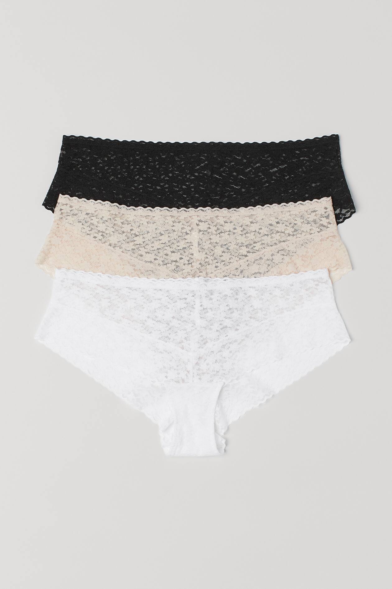 3 Pack Lace Hipster Briefs Black Ladies Handm Gb