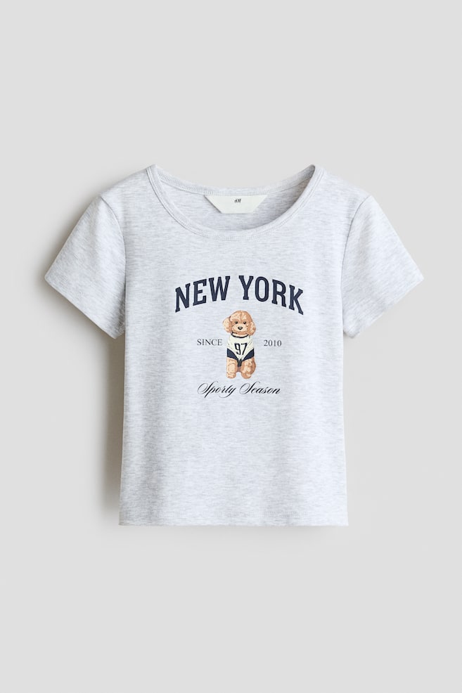 Printed T-Shirt - Light gray melange/New York - 1