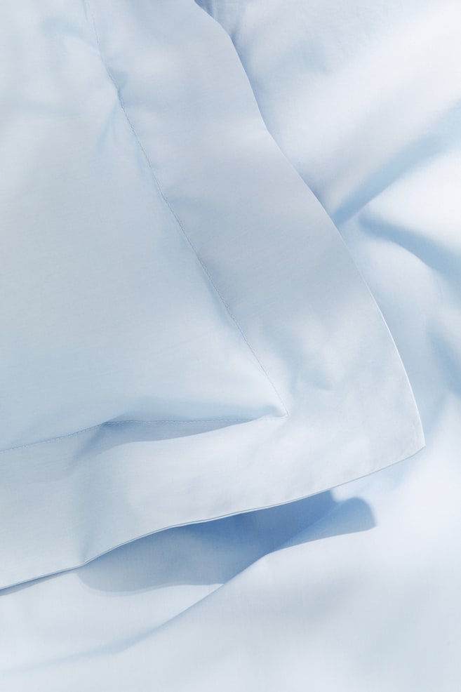 Single cotton percale duvet cover set - Light blue/White/Light mole - 3
