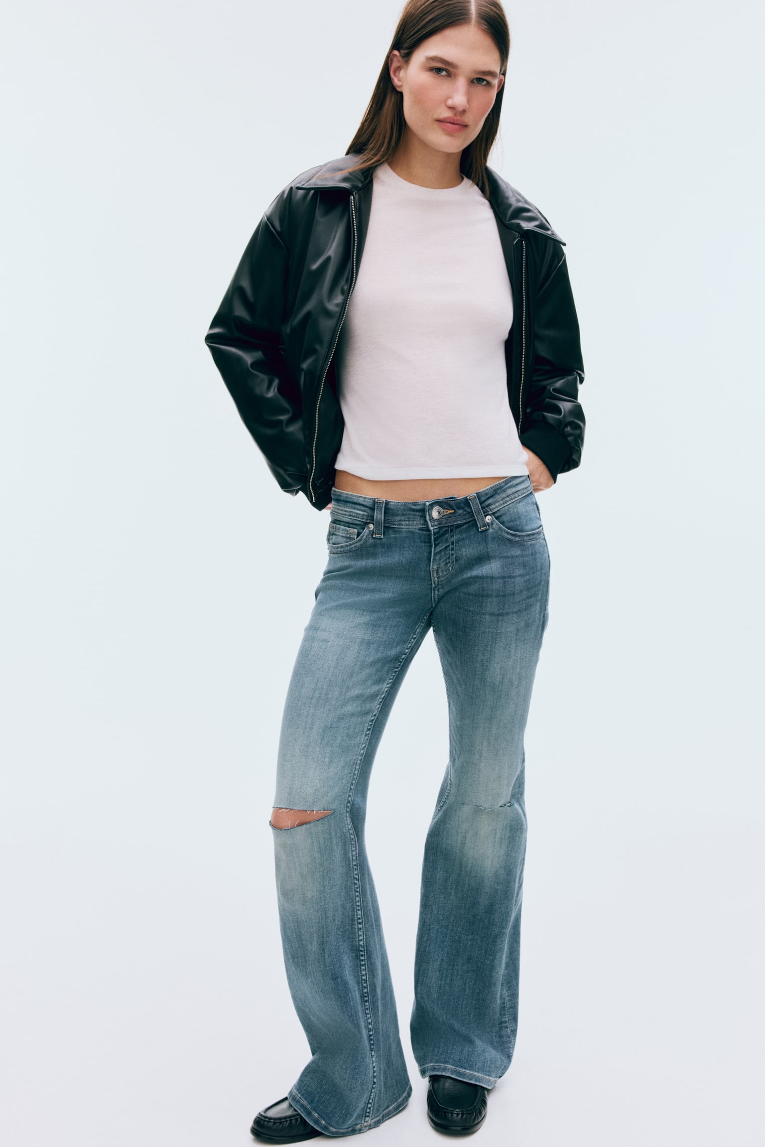 Flared Leg Ultra Low Waist Jeans - Denim blue/Dark denim blue/Light denim blue - 7