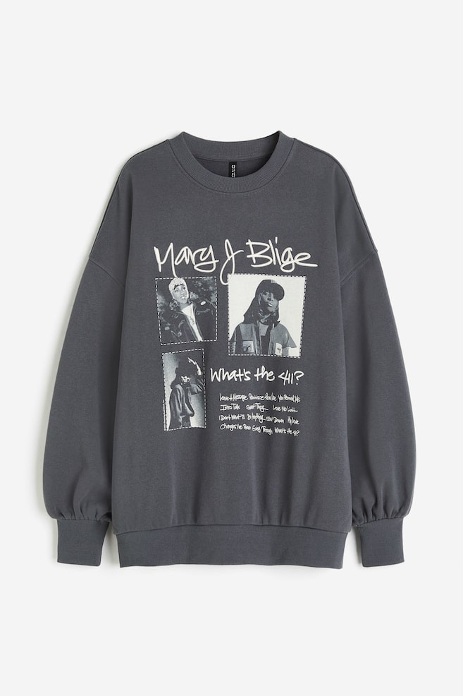 Oversized Sweatshirt mit Print - Dunkelgrau/Mary J Blige/Weiß/Smiley®/Schwarz/Blondie/Light grey marl/Alice in Wonderland/Cremefarben/NFL/Schwarz/Formula 1 - 2