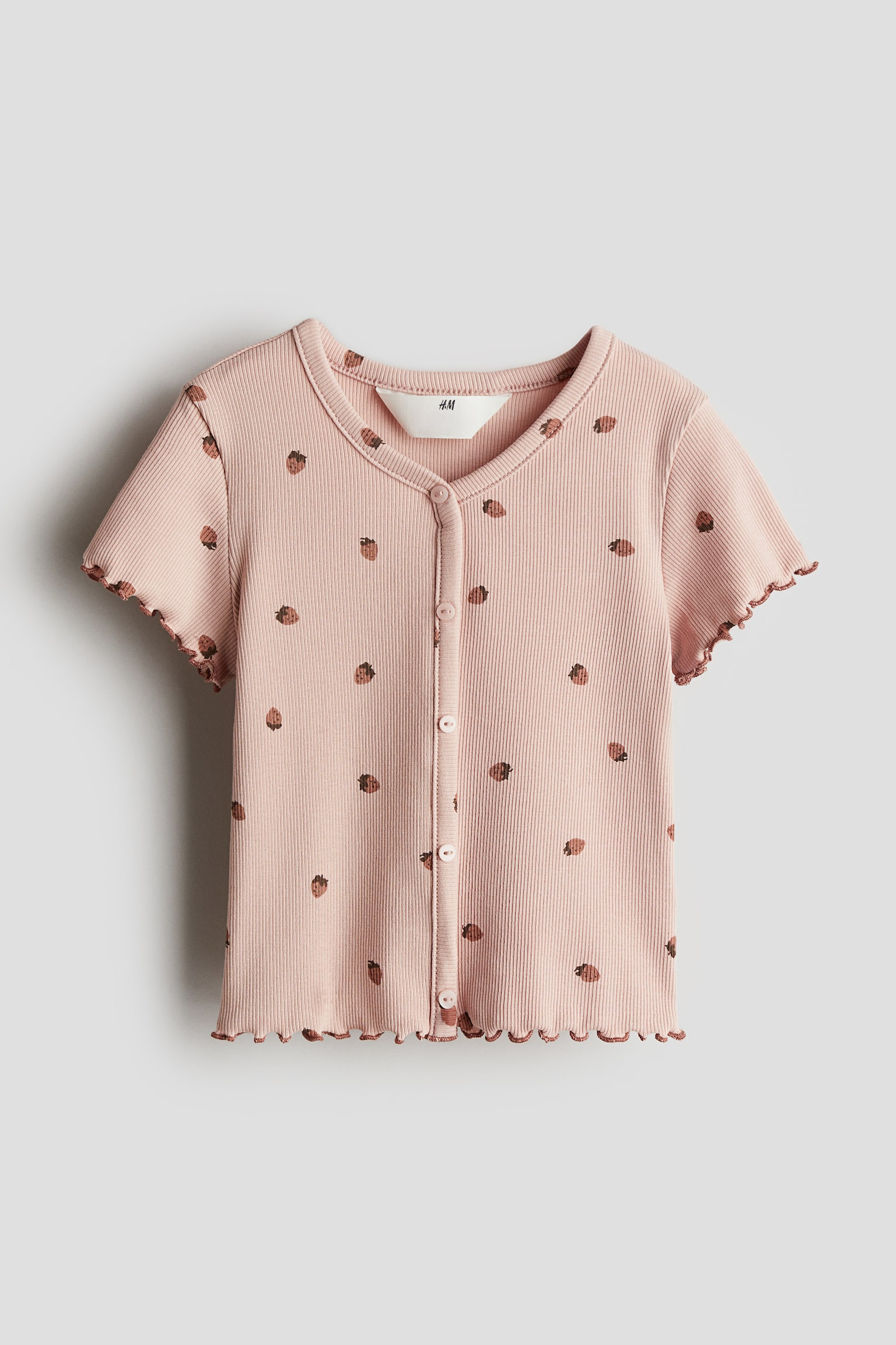 Ribbed cotton t-shirt - Light pink/Strawberries/White/Floral/Black - 1