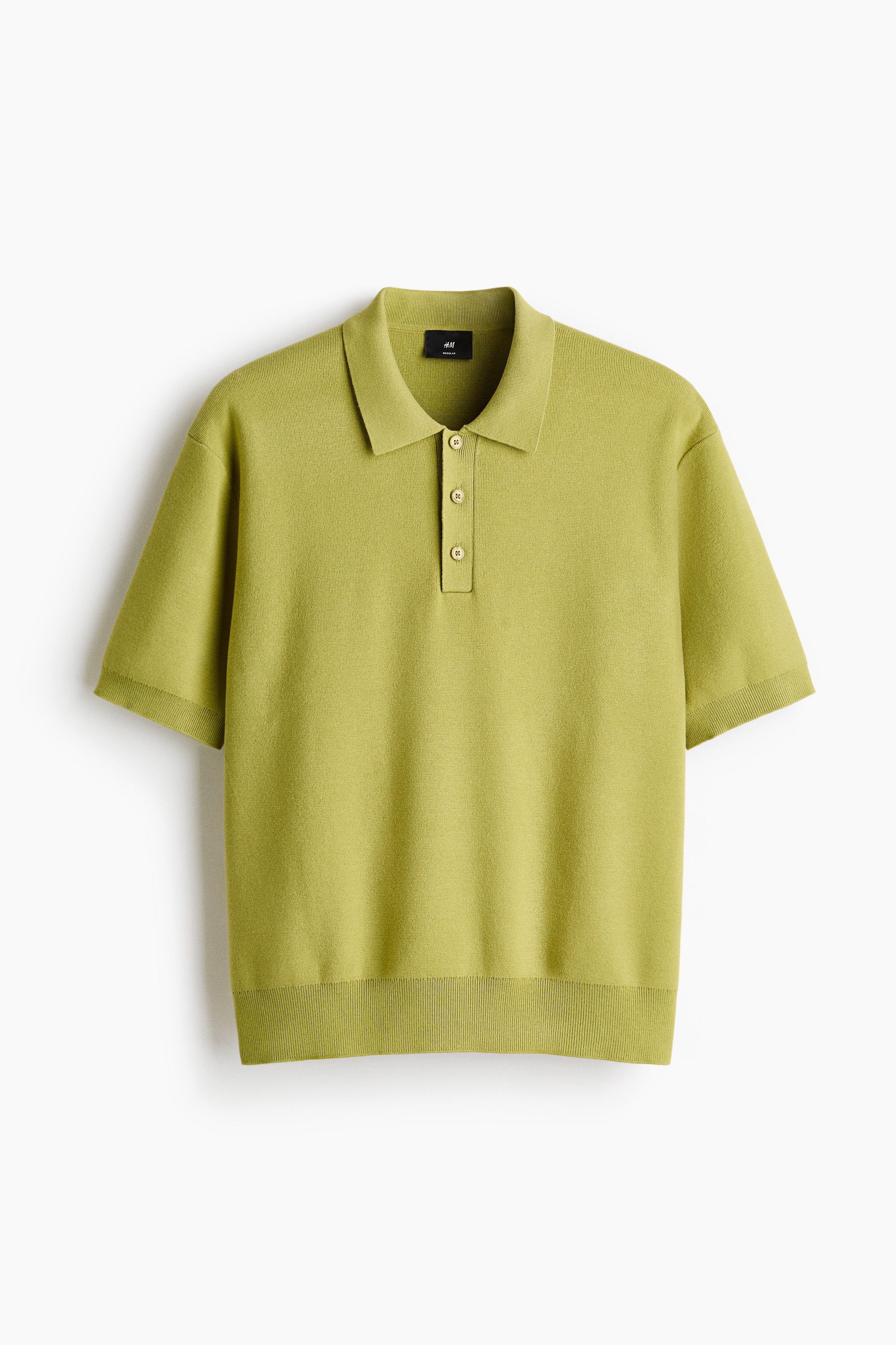 Regular Fit Knitted polo shirt - Green/Cream/Dark beige/Dark brown