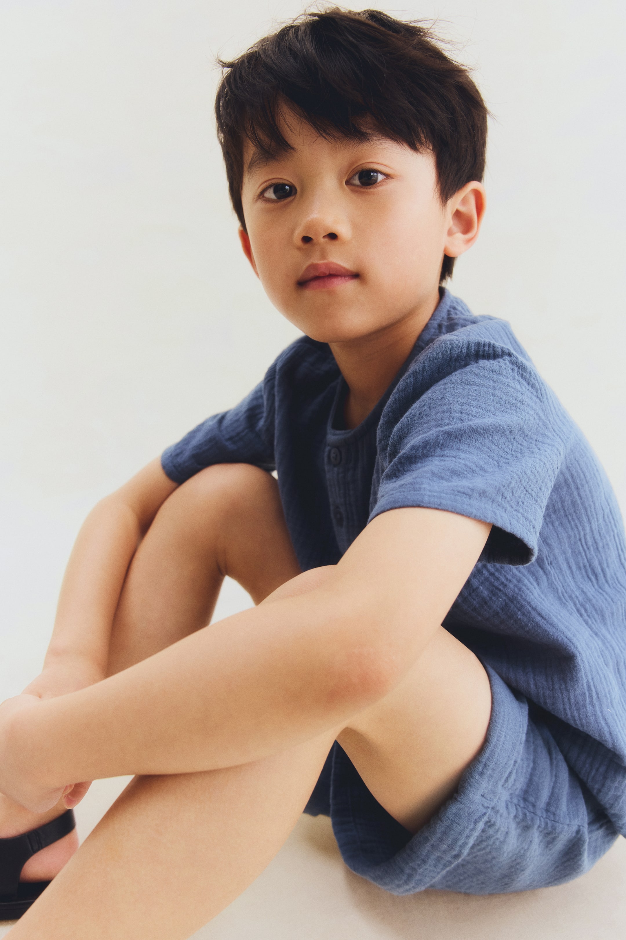 Cotton Muslin Henley Shirt
