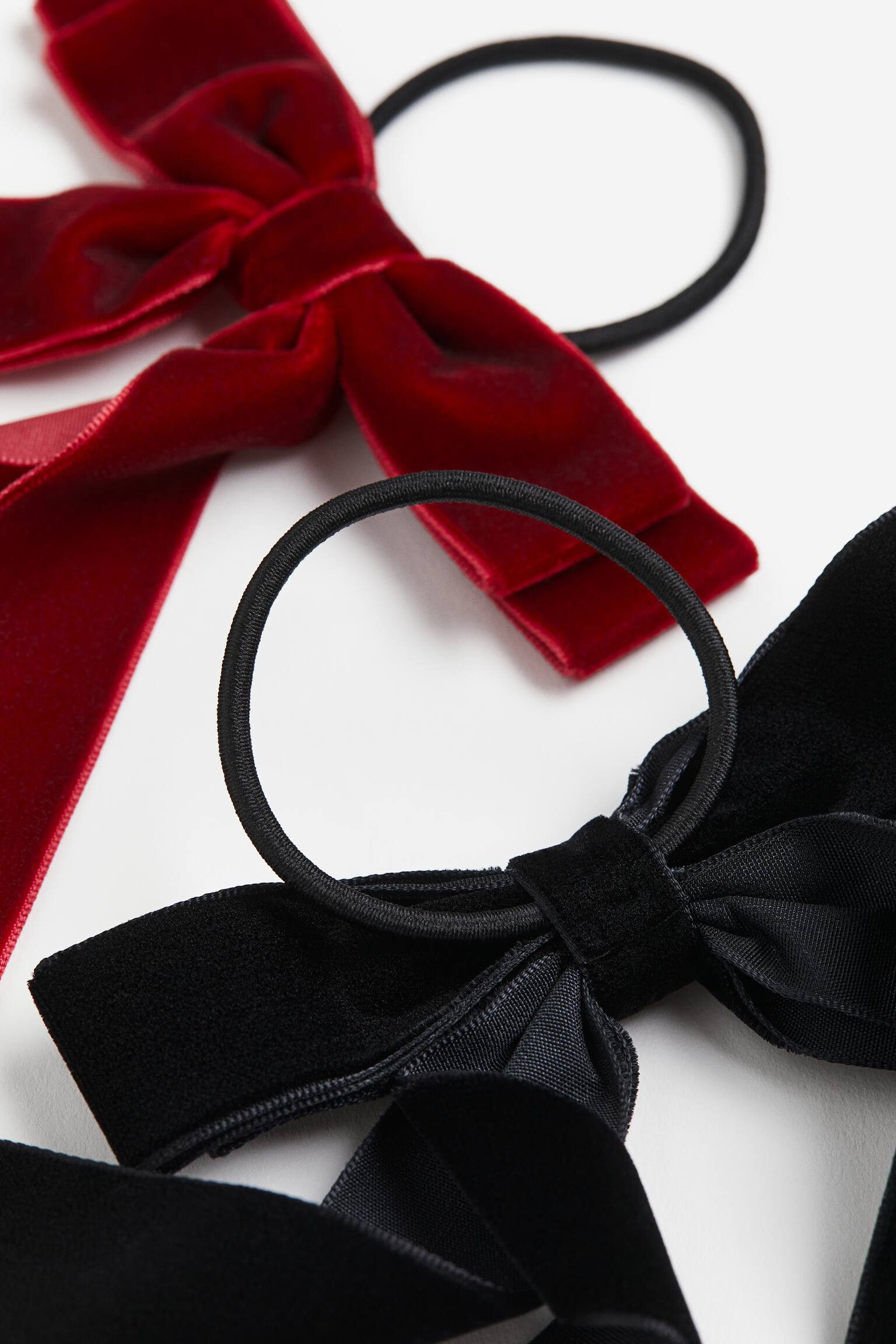 2-pack Bow Detail Hair Elastics - Dark red/Black - 2