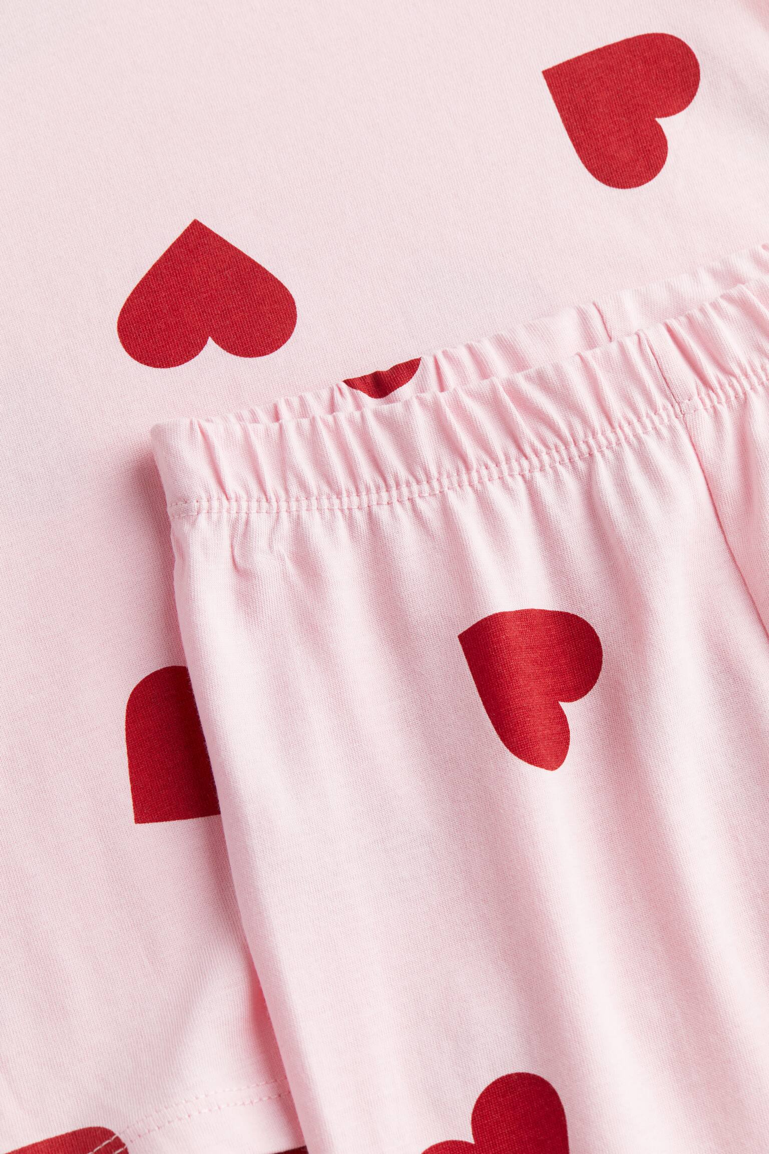 Bộ đồ ngủ jersey cotton - Màu hồng nhạt/Trái tim - 2