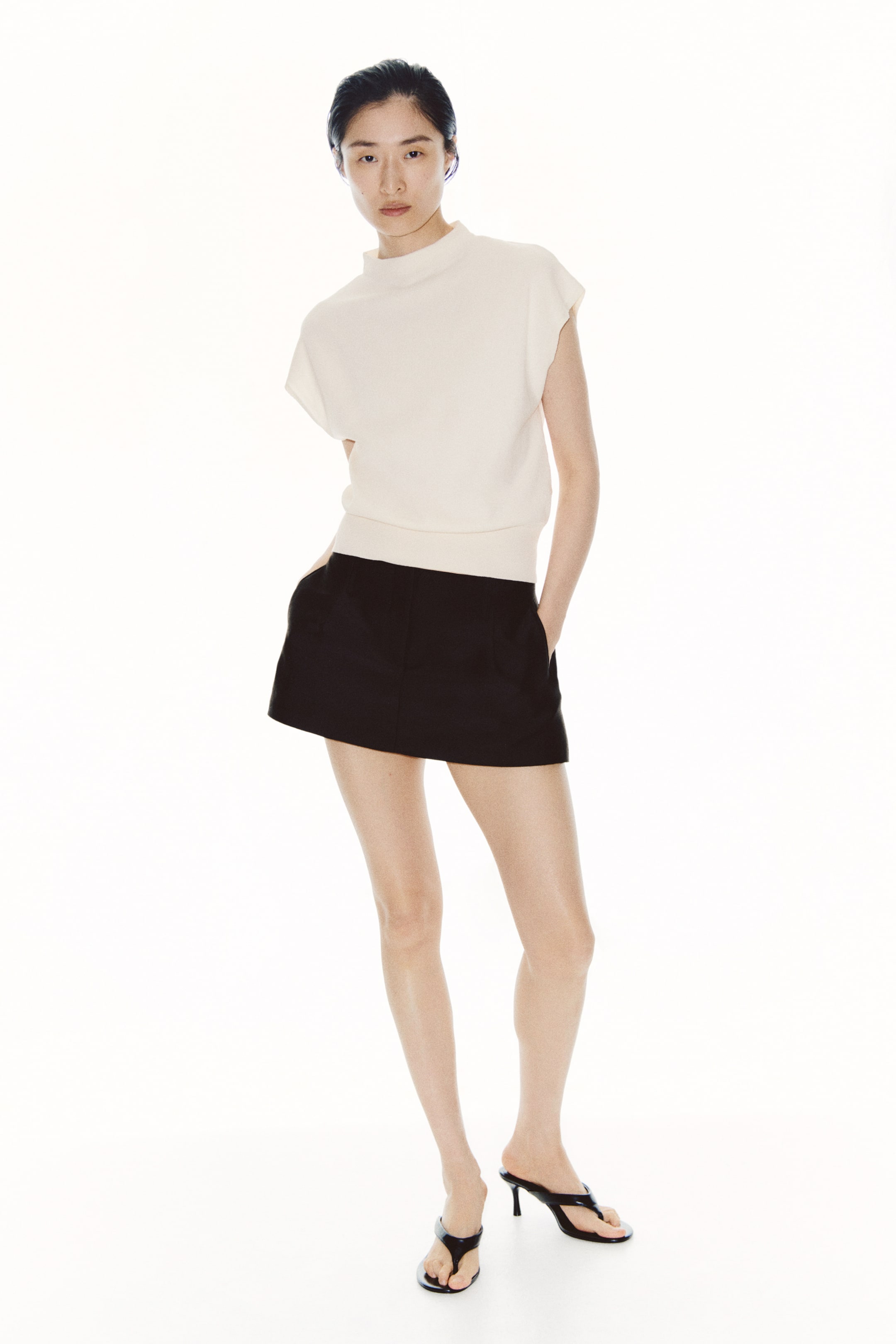 Cap-Sleeved Fine-Knit Top