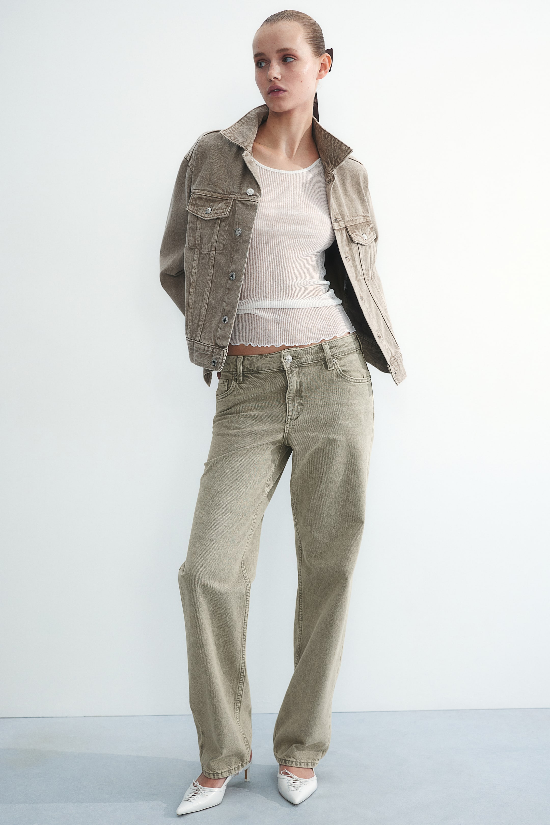 Straight Regular Jeans - Beige - Ladies | H&M GB 2