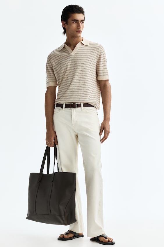 Top polo z domieszką lnu Regular Fit