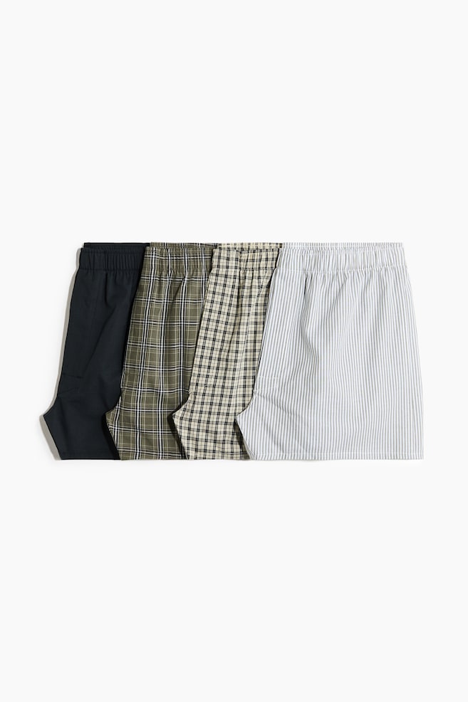4-Pack Woven Boxer Shorts - Khaki green/checked/Khaki green/checked/Light blue/dark blue/Black/gray/Dark turquoise/checked/Dark blue/checked/Red/plaid/Burgundy/plaid/Black/checked/Gray/black - 1
