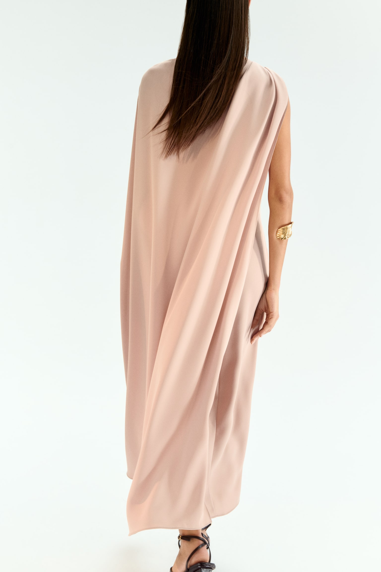 Cape-detail dress - Beige - 3