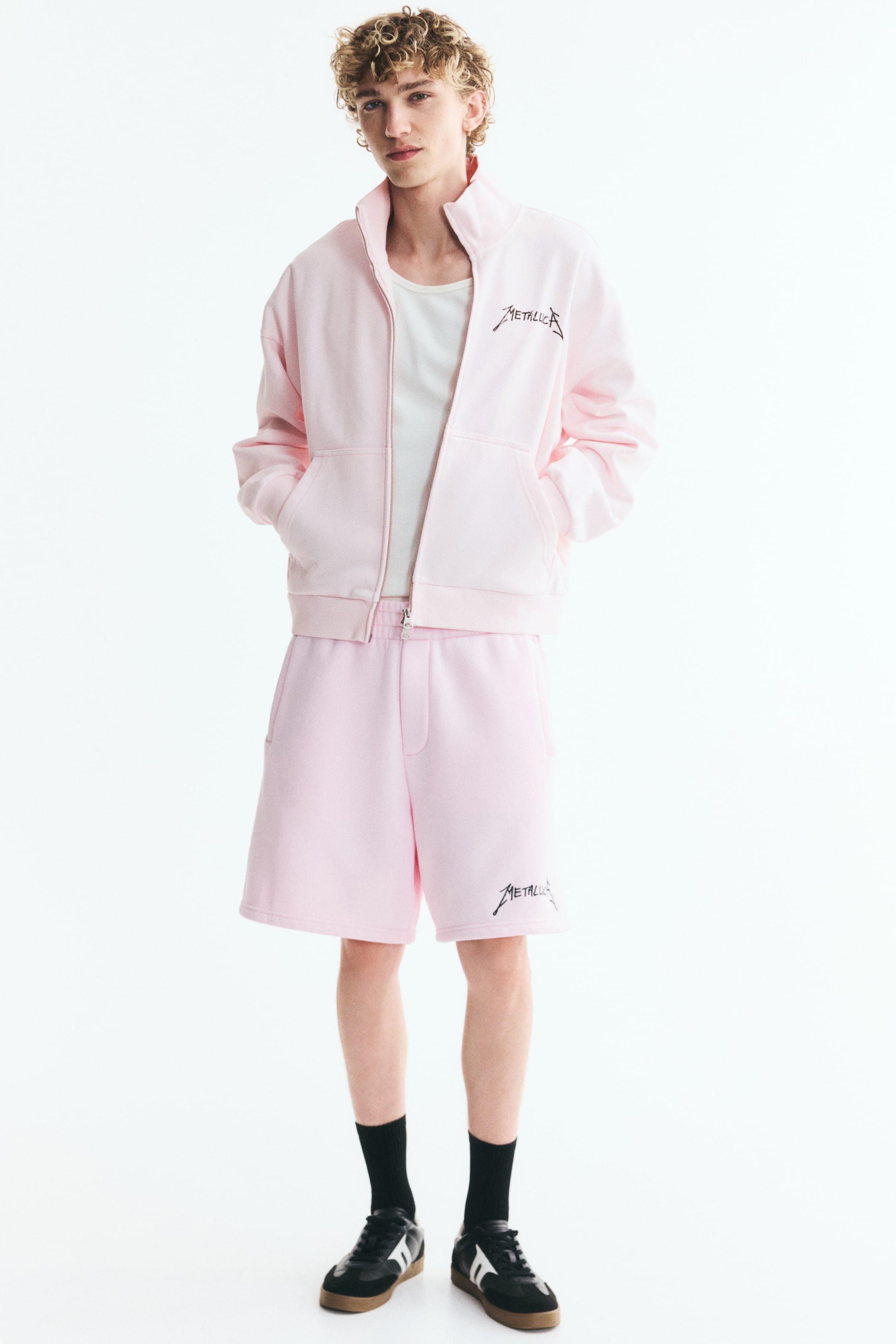 Veste imprimée ample, capuche et fermeture éclair