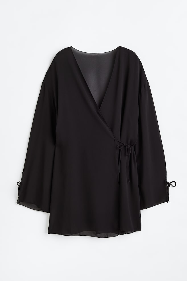 Chiffon dressing gown - Black - 2