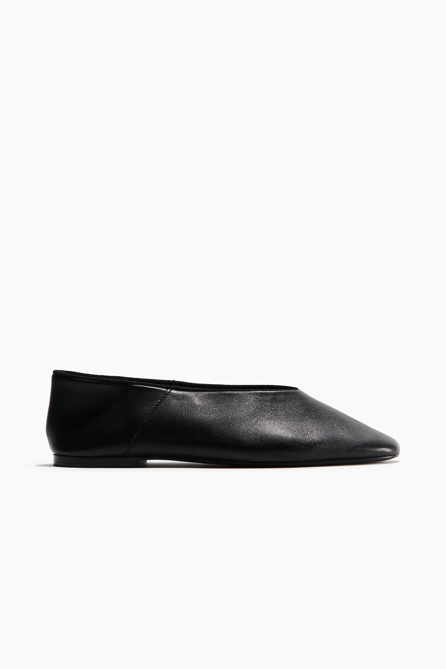 Женские балетки H&M Leather Flats, цвет: Чёрный — фото 2