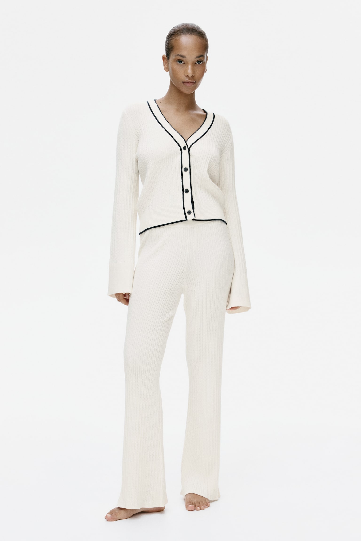 Cable-knit cardigan - Cream - 7