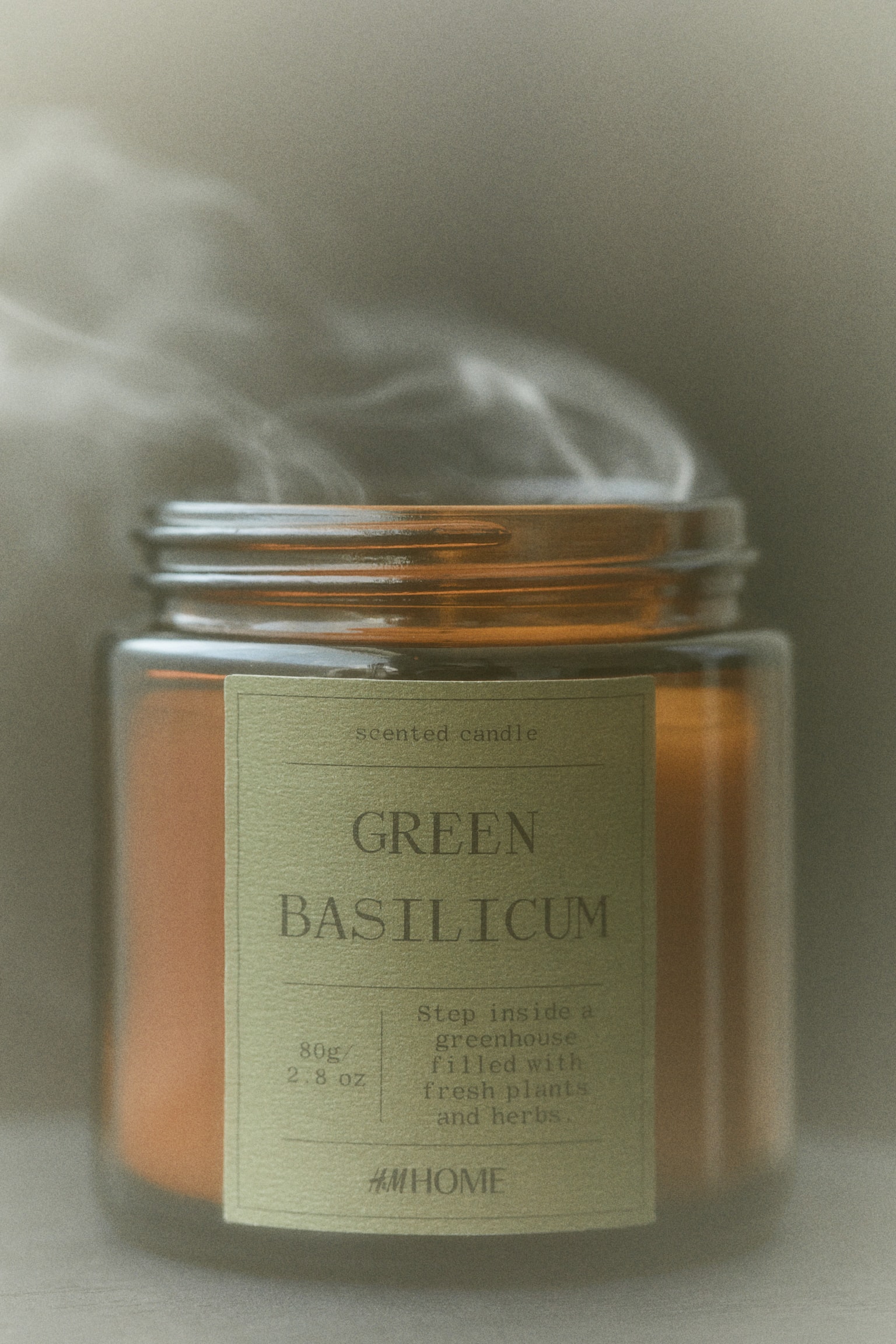 フレグランスキャンドル S ガラスホルダー入り - カーキグリーン／Green Basilicum/ホワイト／Sichuan Fig/ブラック／Hazy Oud/ダークグリーン／Frosty blossom - 2