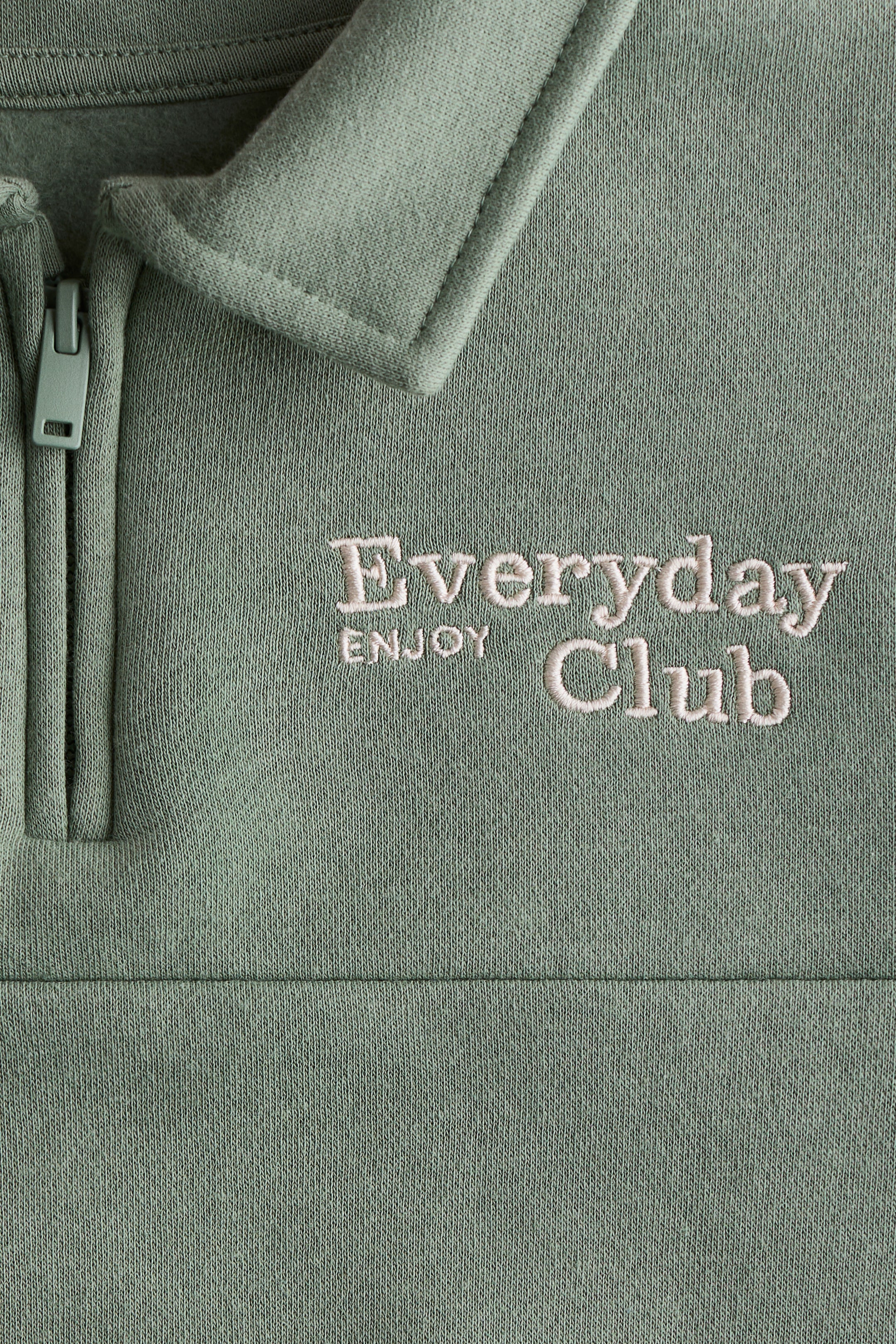 Embroidered-Detail Half-Zip Sweatshirt