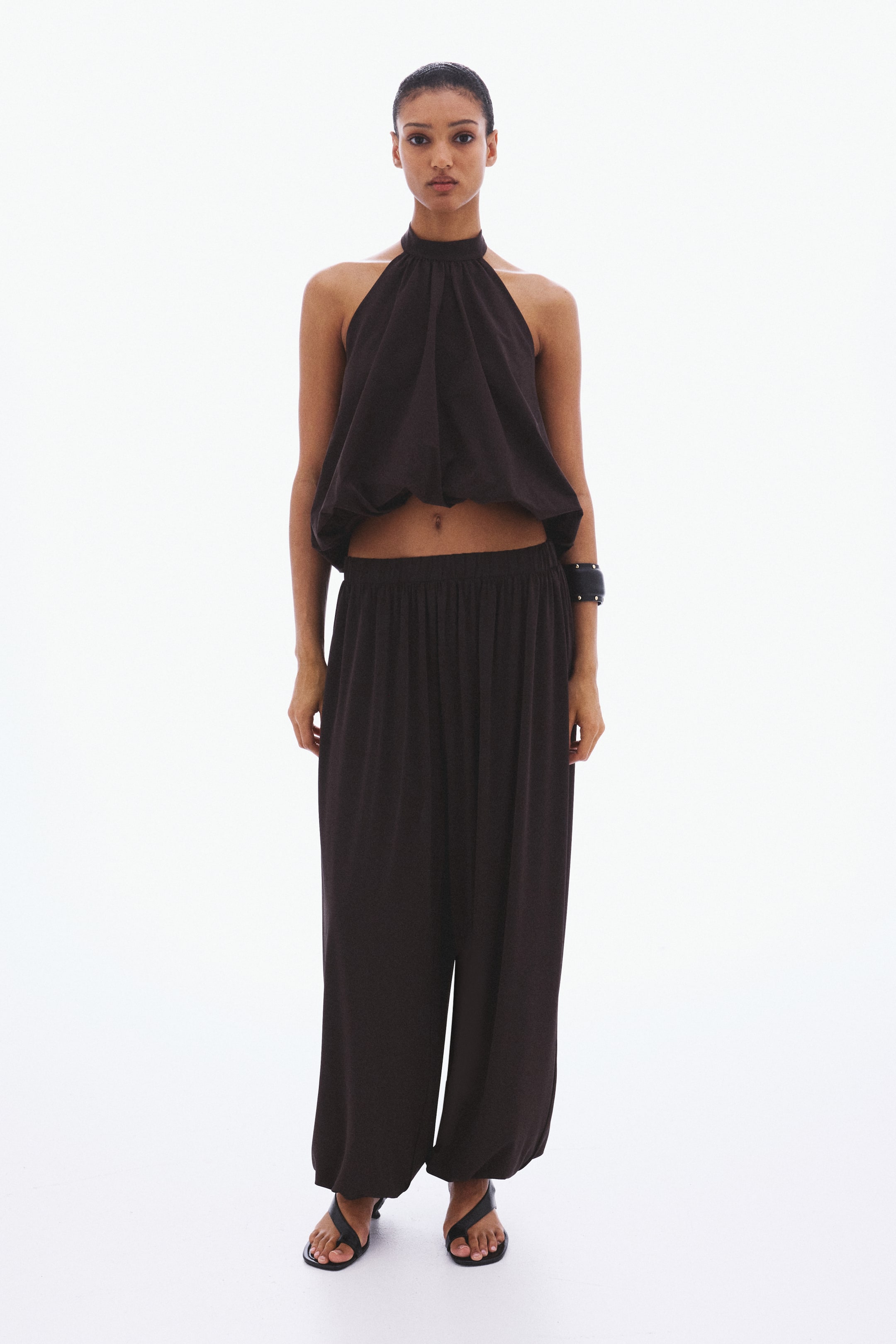 Bubble-Hem Halterneck Top