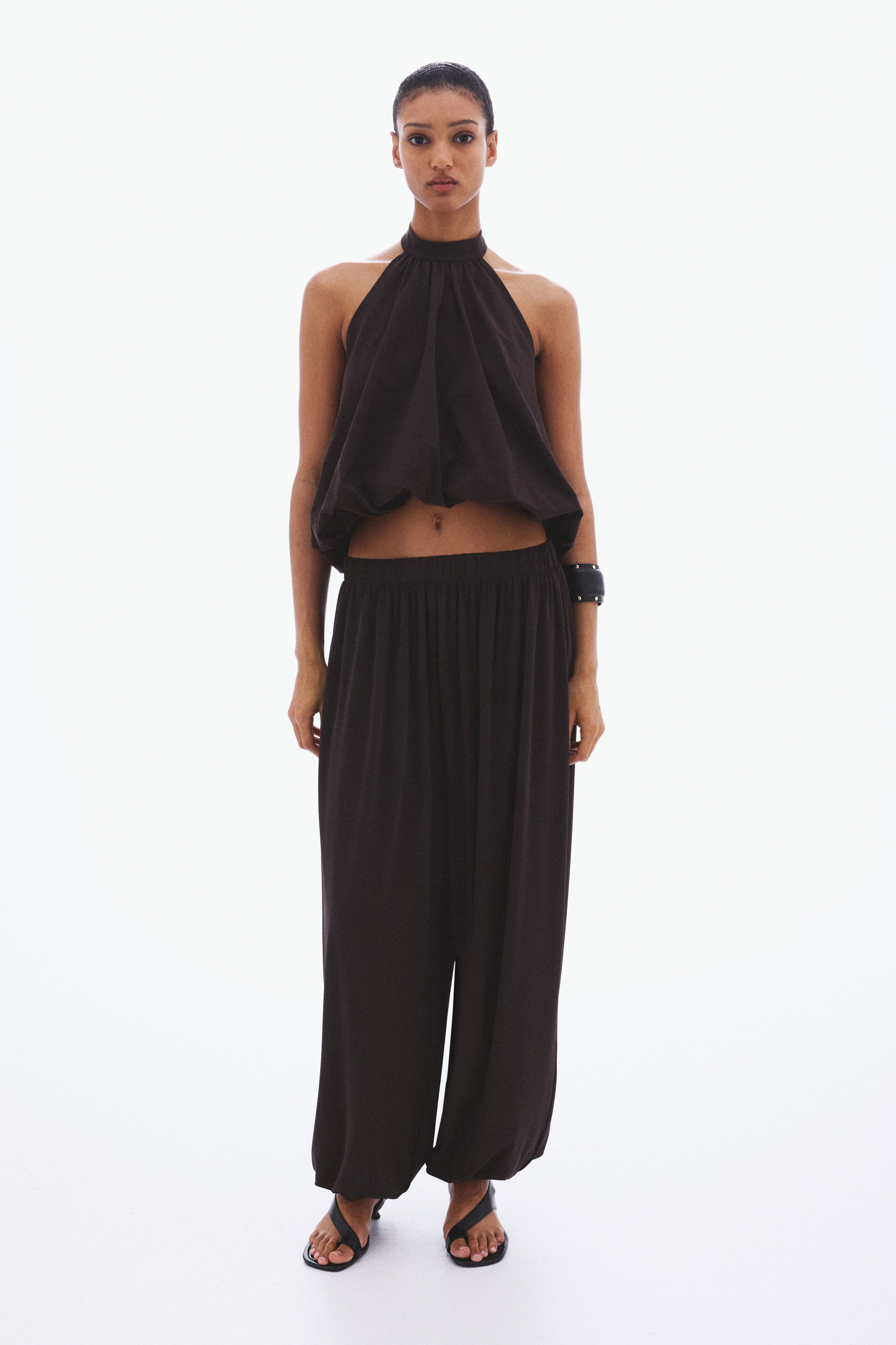 Bubble-Hem Halterneck Top