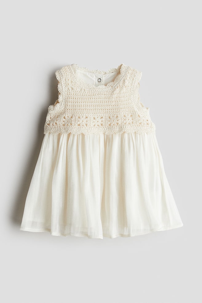 Robe façon crochet - Crème - 1