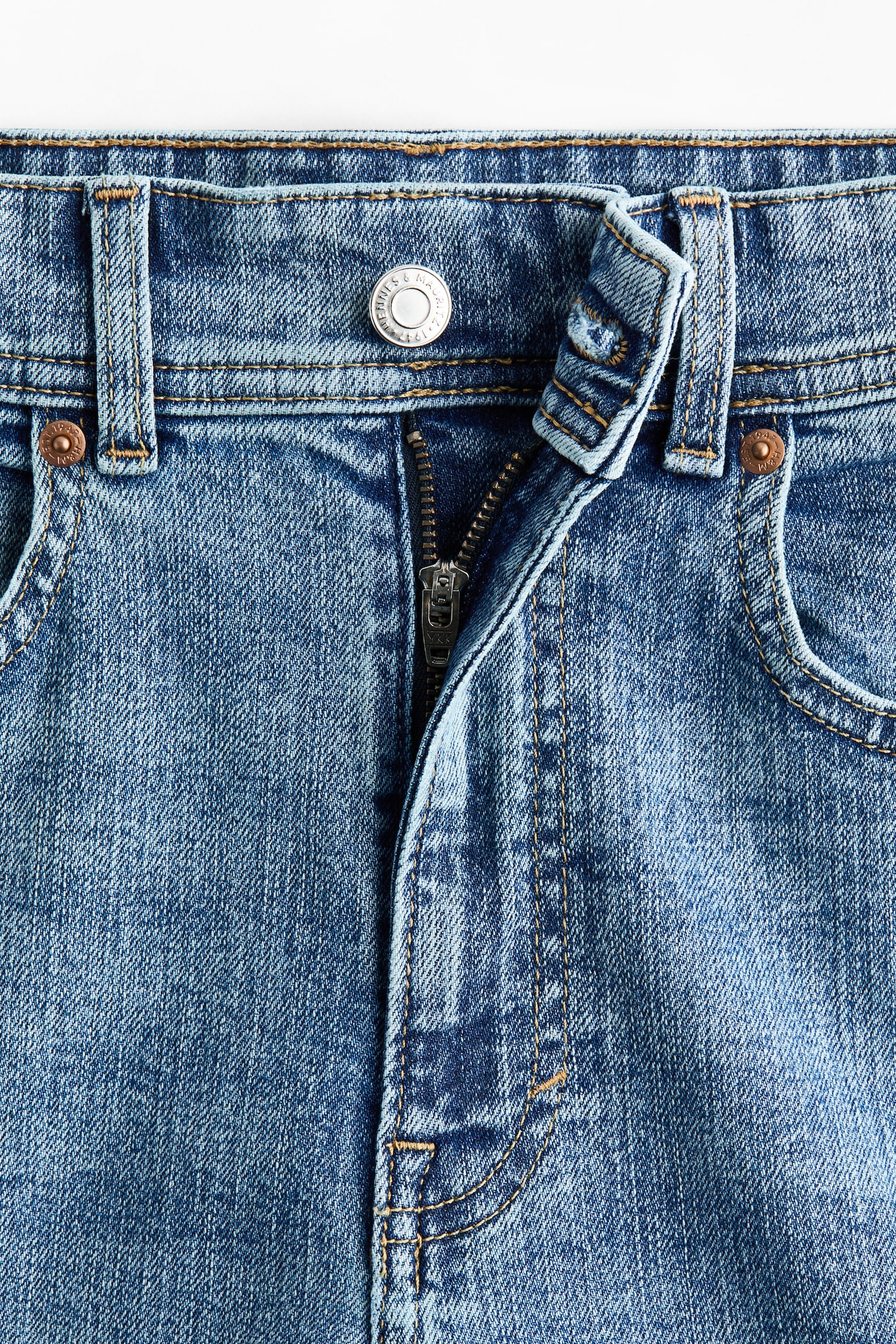 Wide High Waist Ankle Jeans - Denimblau/Weiß/Beige/Dunkles Denimblau/Helles Denimblau - 3