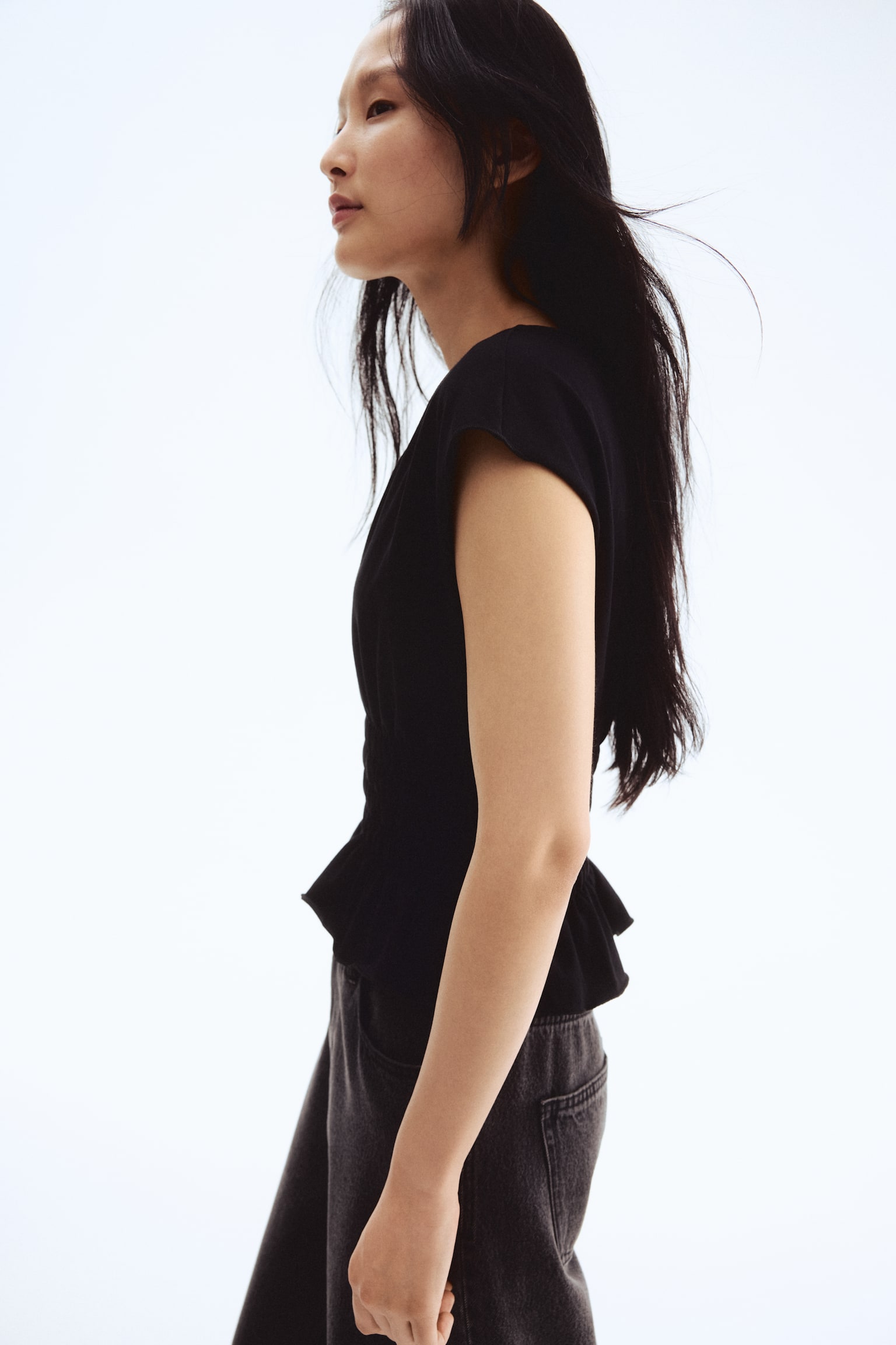 Büzgülü ve Pamuklu Üst - Siyah/Beyaz/Koyu kahverengi/Lacivert - 3