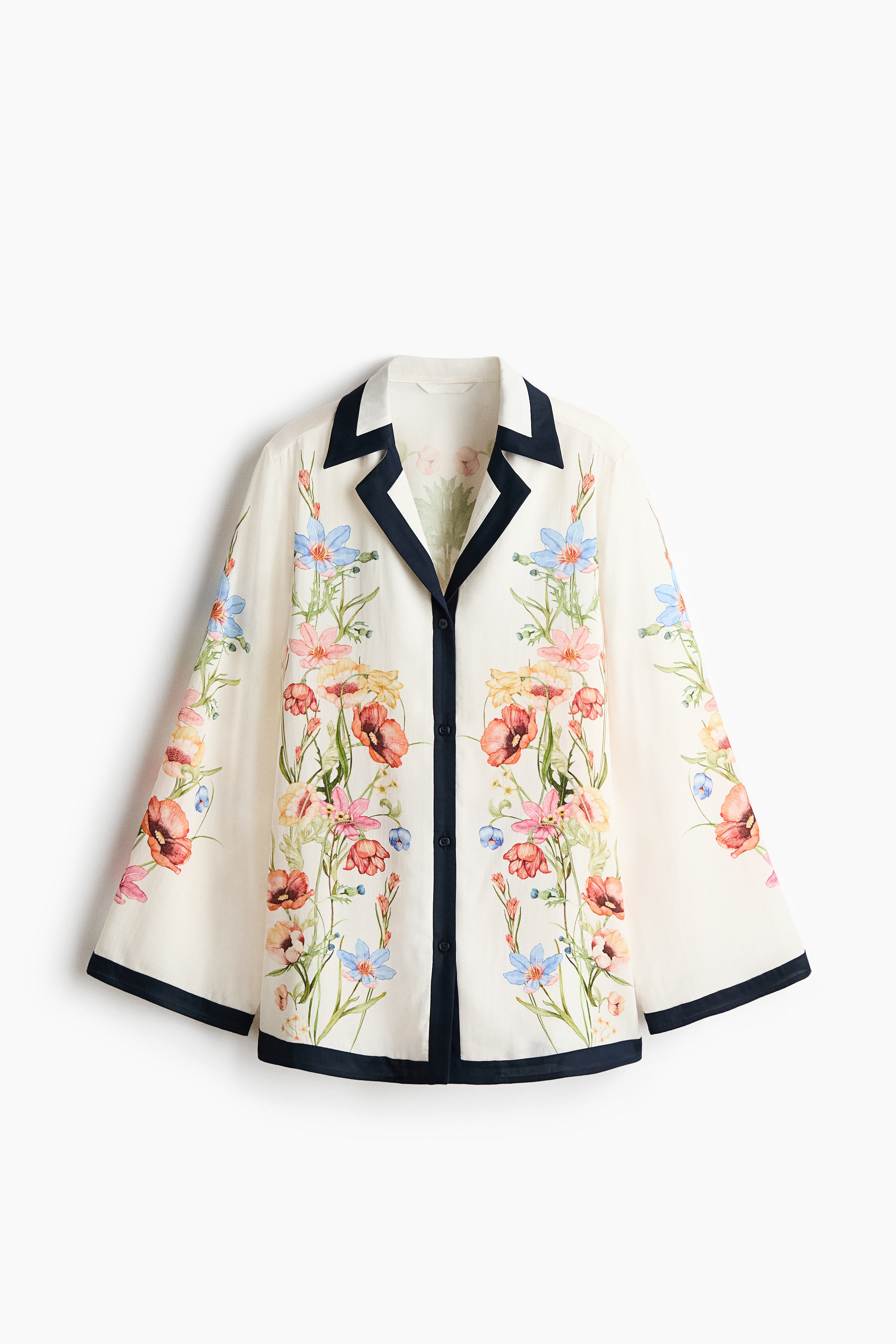 Printed lyocell resort shirt - Cream/Floral