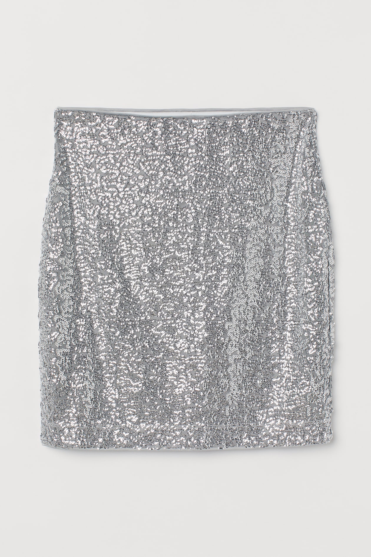 Shimmery Skirt - Regular waist - Short - Silver-colored/sequins ...