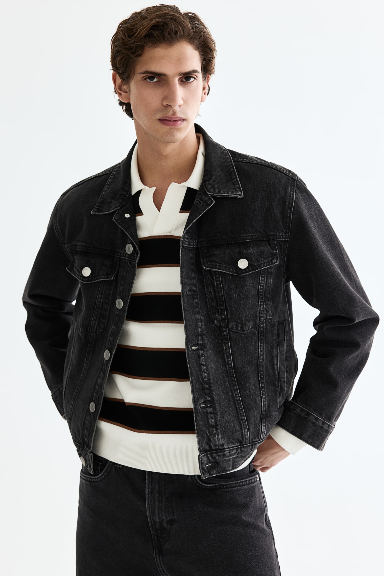 Denim trucker jacket - Black/Denim blue/Denim black/Denim green - 1