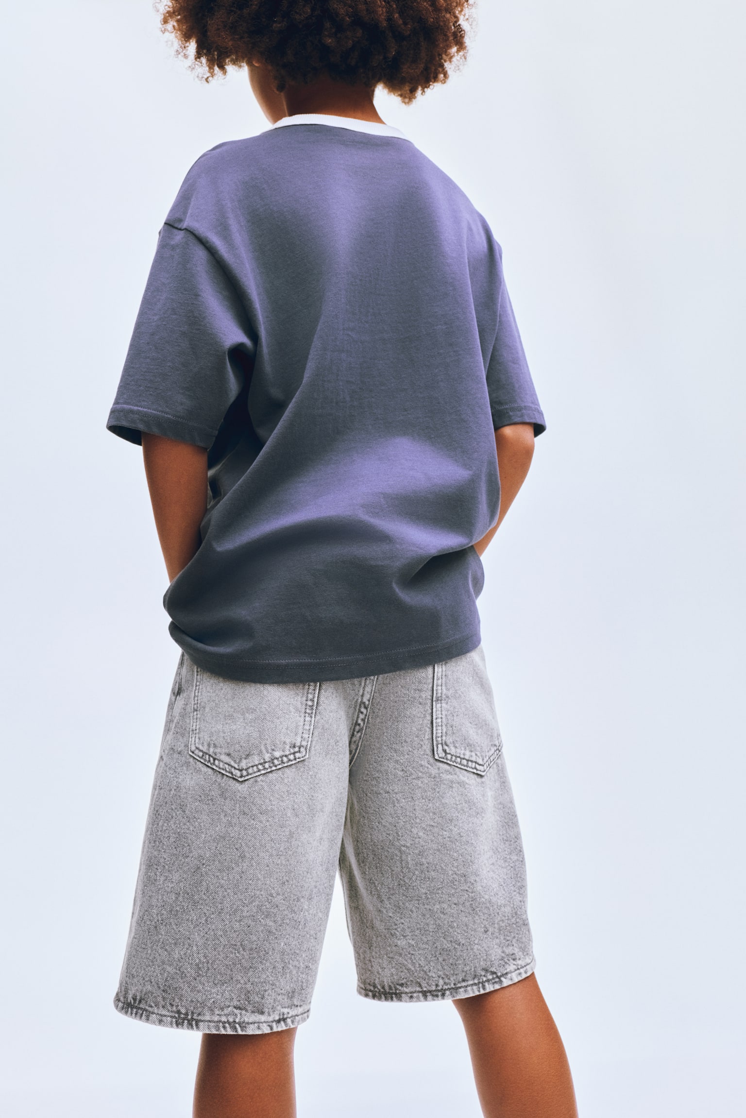 Loose-fit denim shorts - Grey/Light denim blue/Light denim blue/Dark denim blue/White - 5