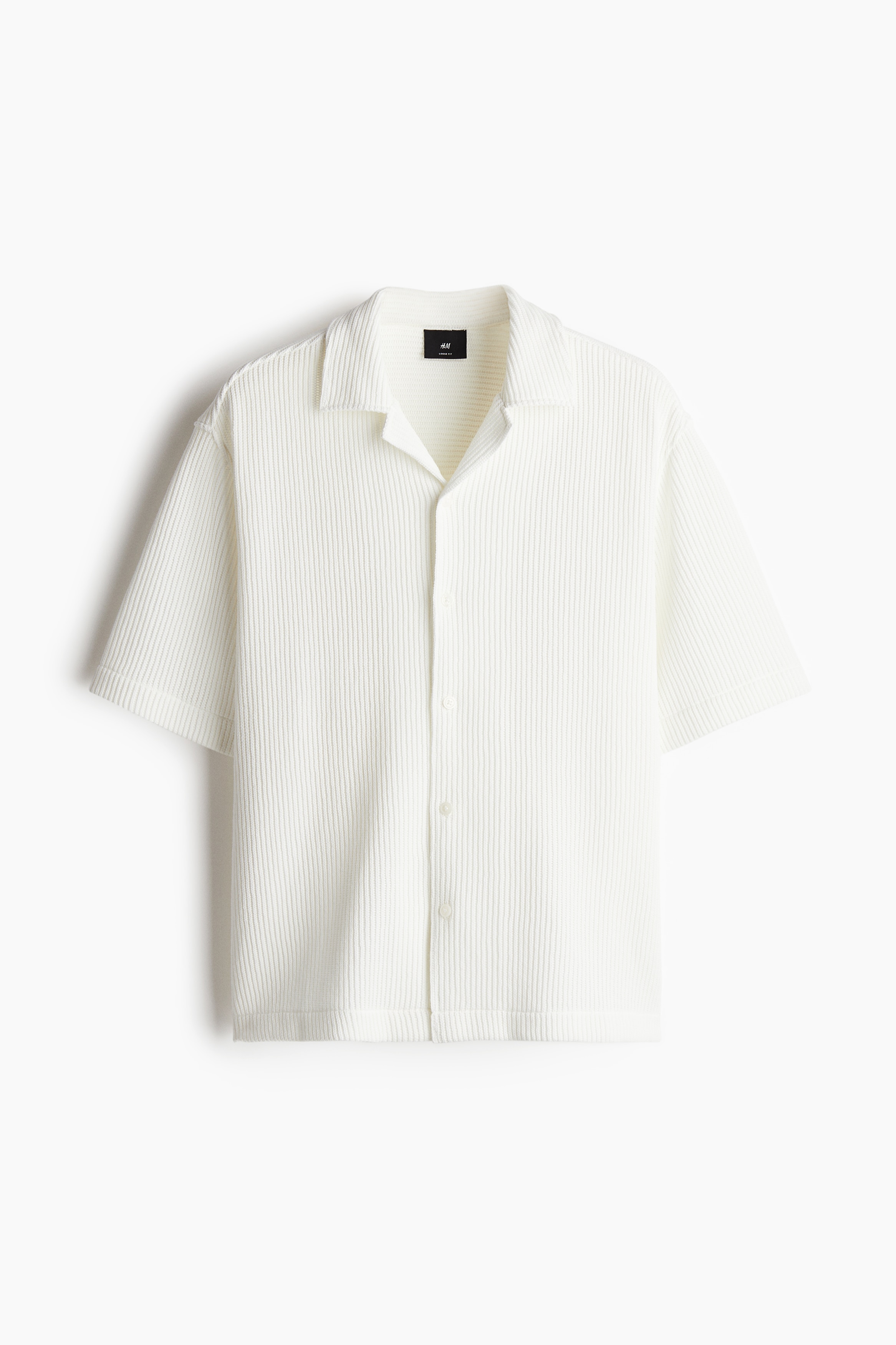 Loose Fit Ribbed resort shirt - Branco/Preto/Bege